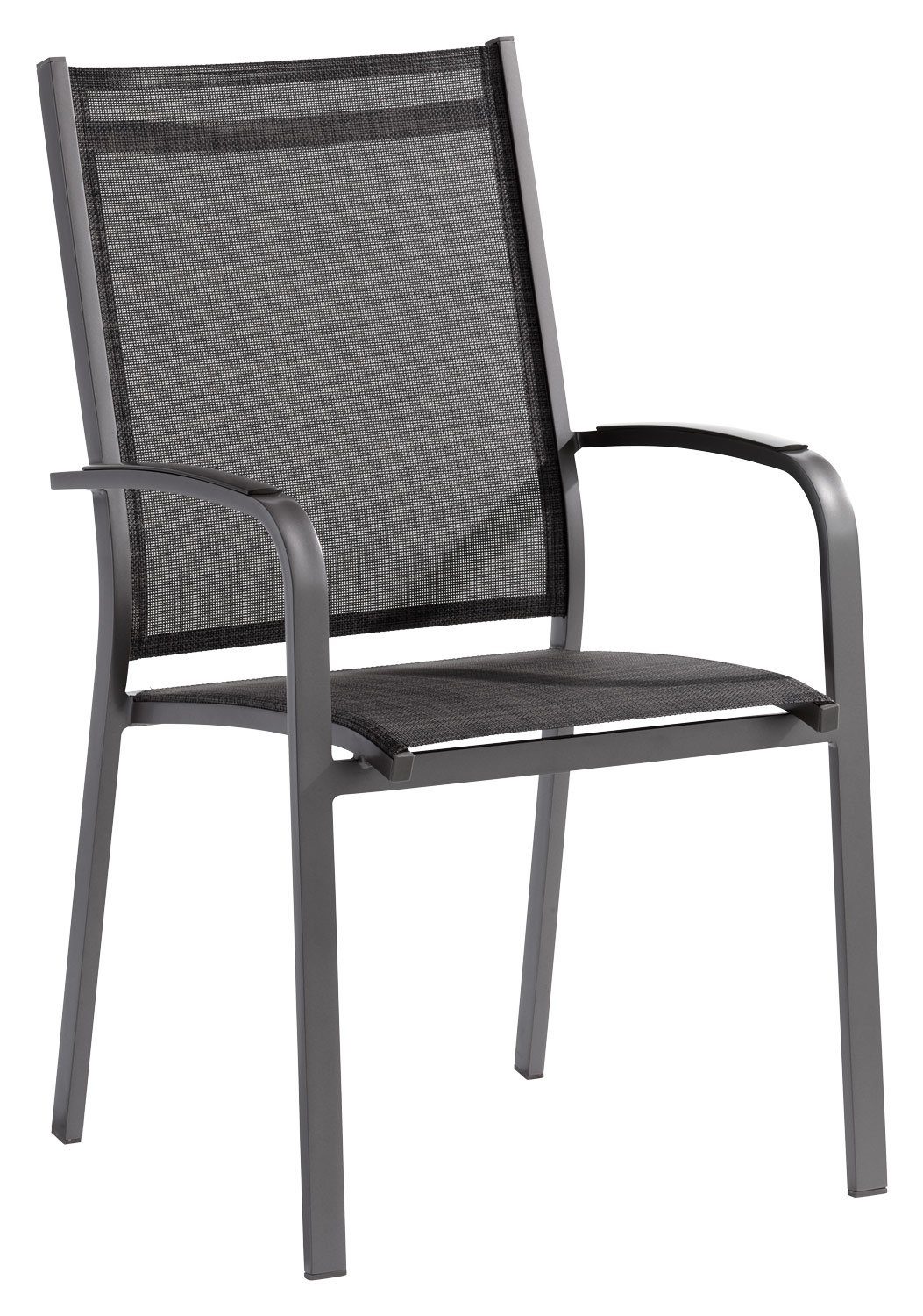 Gartenstuhl MERAN, Aluminium, Grau, Textilux, stapelbar