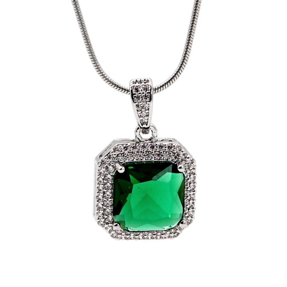 ELLAWIL Edelstahlkette Halskette Edelstahlkette Schlangenkette mit smaragdgrün Stein (GESCHENKIDEE, Edelstahl, Kettenlänge 40 cm, verlängerbar um 5 cm), inklusive Geschenkschachtel