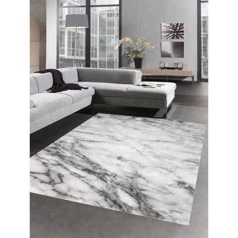 Teppich Teppich Design Wohnzimmer Teppich Marmor Optik grau creme, Carpetia, rechteckig, Höhe: 12 mm
