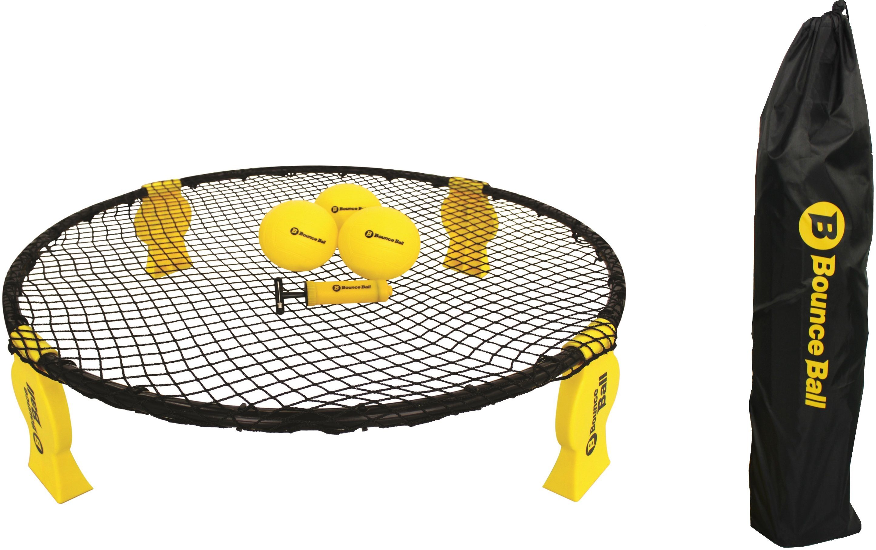 L.A. Sports Trampolinnetz Bounce Ball Deluxe Set (Set, 8-St., Rundnetz, Tragetasche, 3 Spielbälle, Ballpumpe, Anleitung)