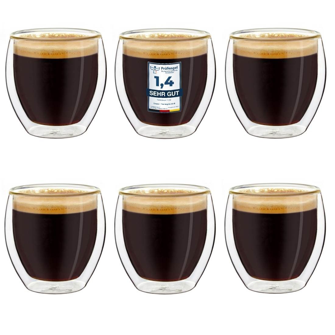 Creano Teeglas Doppelwandige Espresso-Gläser, Borosilikatglas, 6 Скло