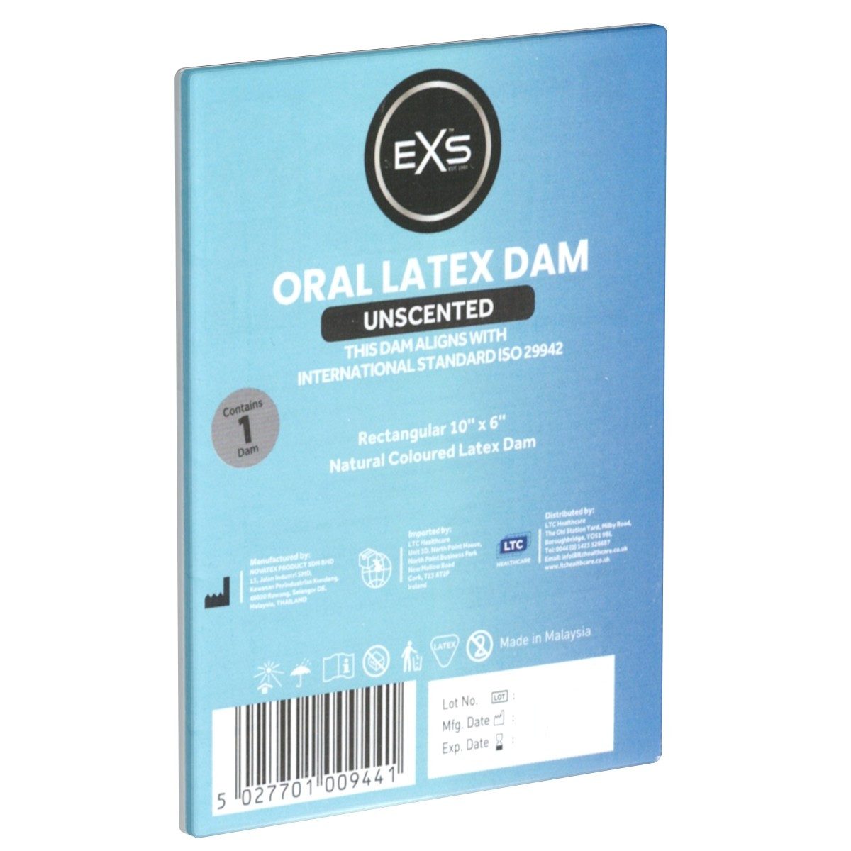 EXS Kondome Unscented Oral Latex Dam Packung mit, 1 St., Lecktuch aus Latex ohne Aroma