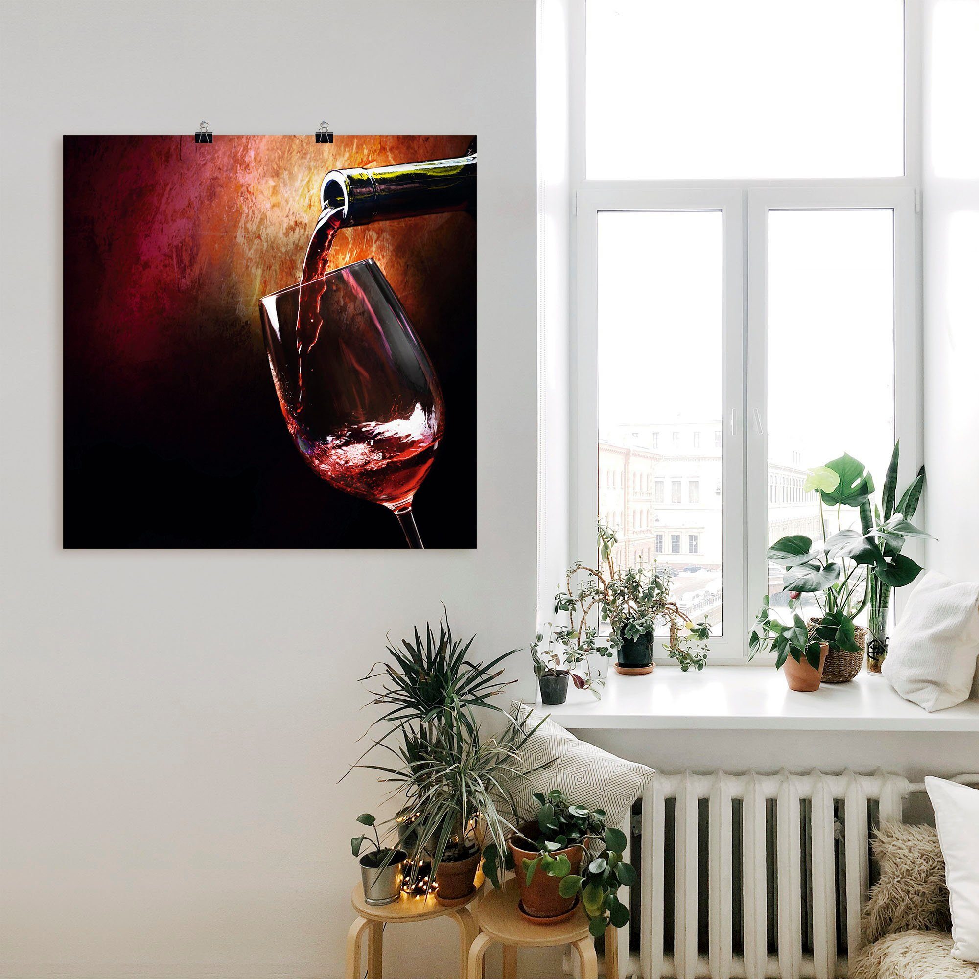 Rotwein, oder Wein versch. - als Wandbild Leinwandbild, Wandaufkleber Artland (1 Alubild, St), in Getränke Größen Poster