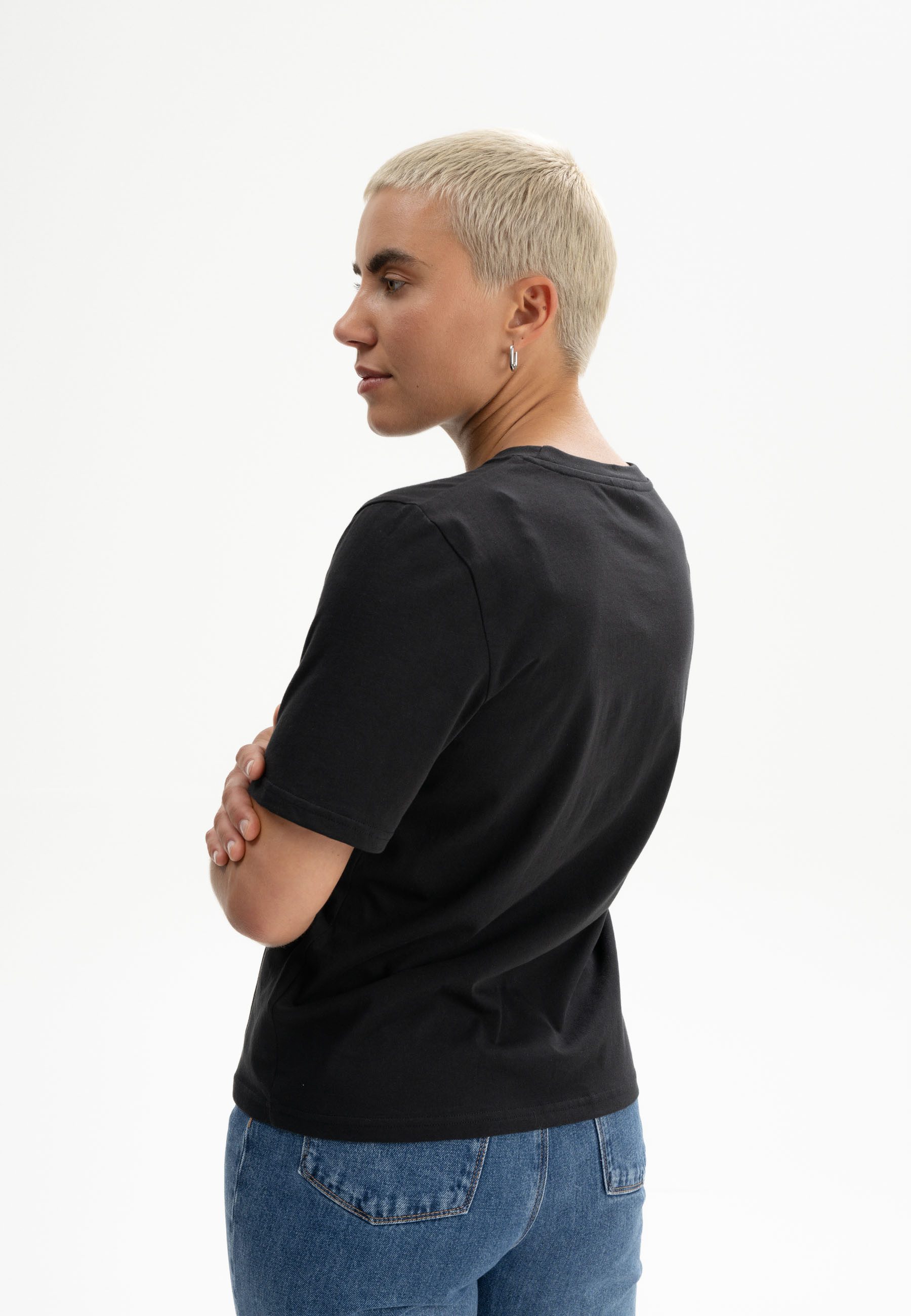 MELA Kurzarmshirt T-Shirt Style TANIKA Gerippter Kragen