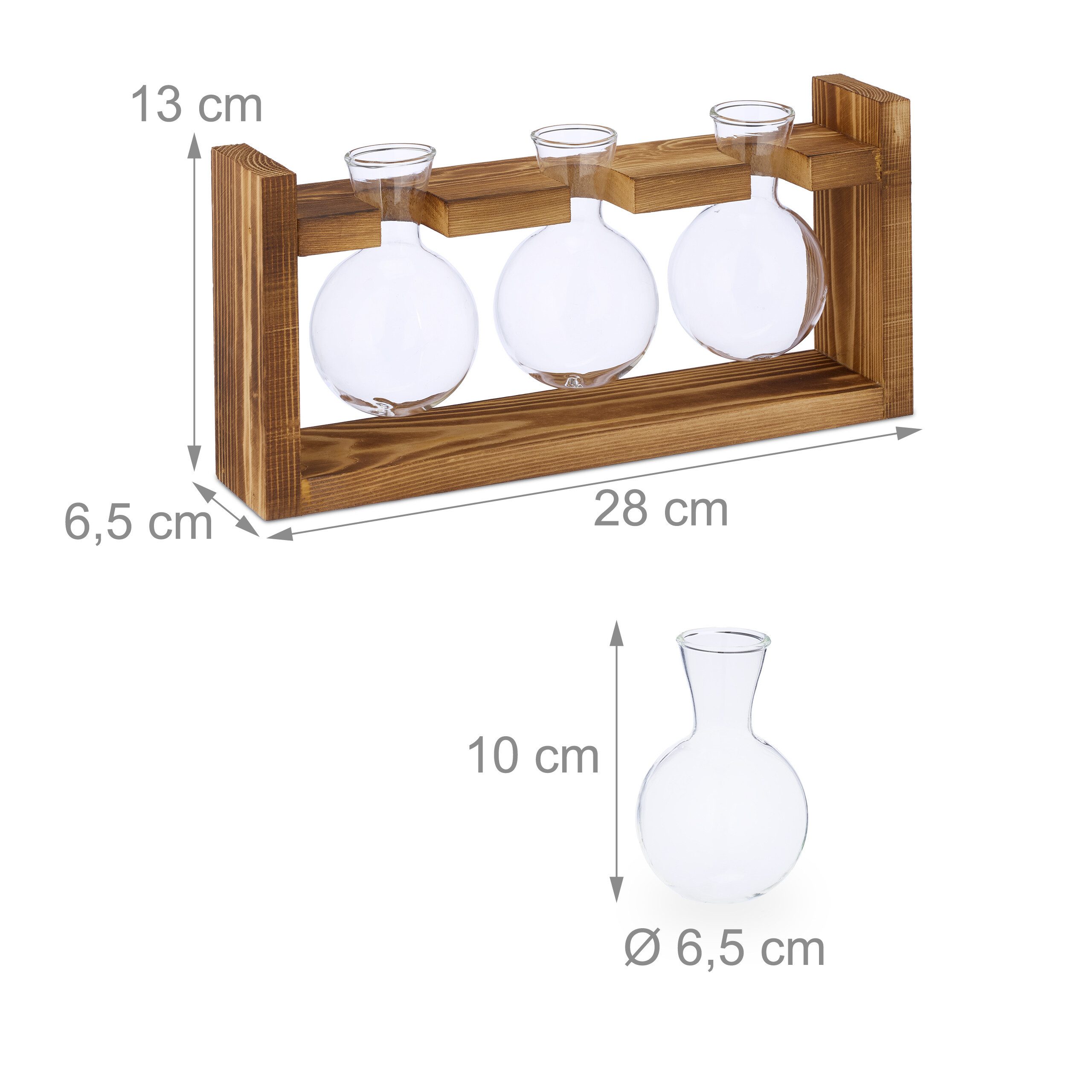 relaxdays Dekovase Reagenzglas Vase mit Ständer (3 St), A – Bild 4 von 5