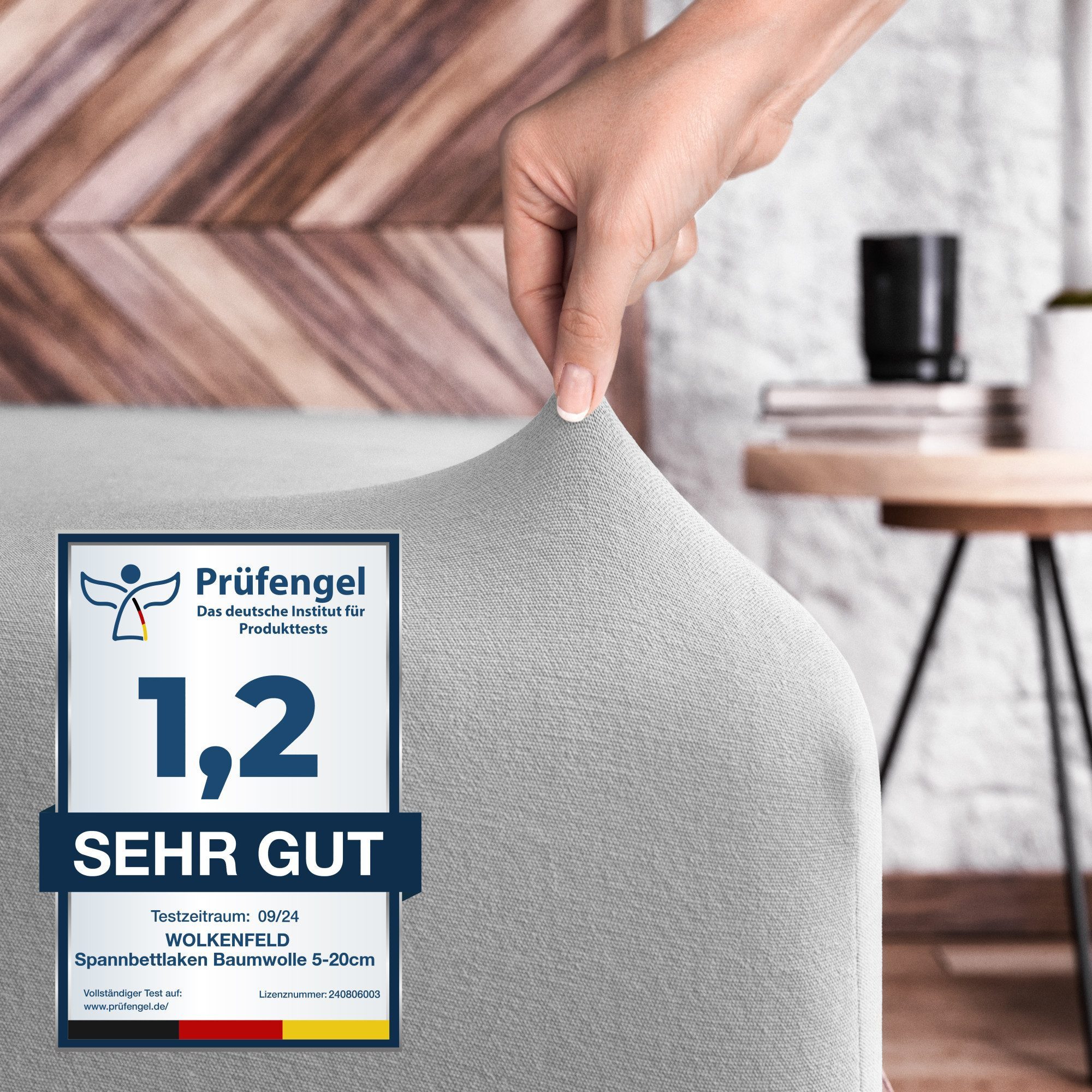 Wolkenfeld Натяжные простыни 100% Baumwolle - Superweiches Простыни für Matratzen von 5 bis 20cm, Jersey, Gummizug: rundum, (1 Stück), Rutschfest & Blickdicht - 90x200, 140x200, 160x200, 180x200 200x200