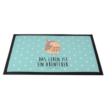Fußmatte Eule Federschmuck - Türkis Pastell - Geschenk, Abenteuer, Das Leben i, Mr. & Mrs. Panda, Höhe: 0.6 mm