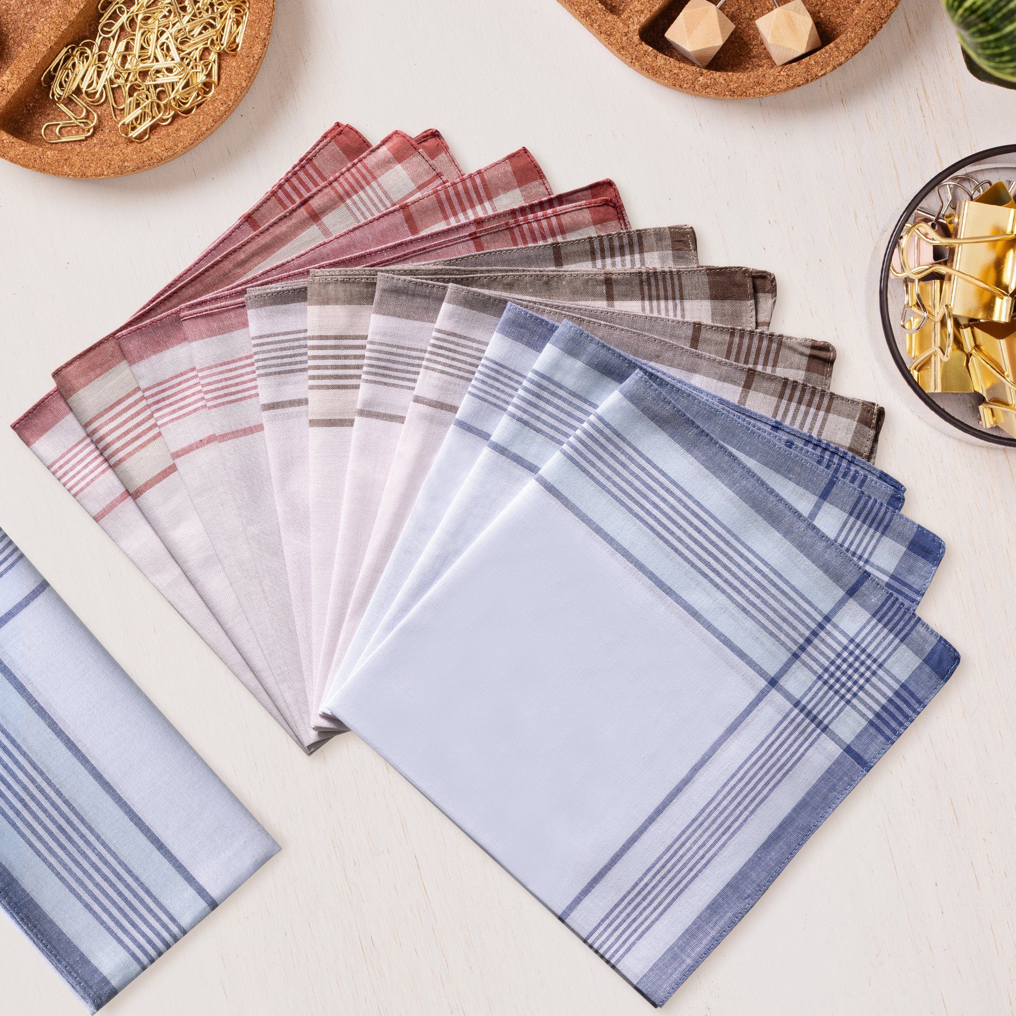 JEMIDI Handtuch Taschentücher aus Baumwolle - 12x Stofftaschentücher im Set günstig online kaufen