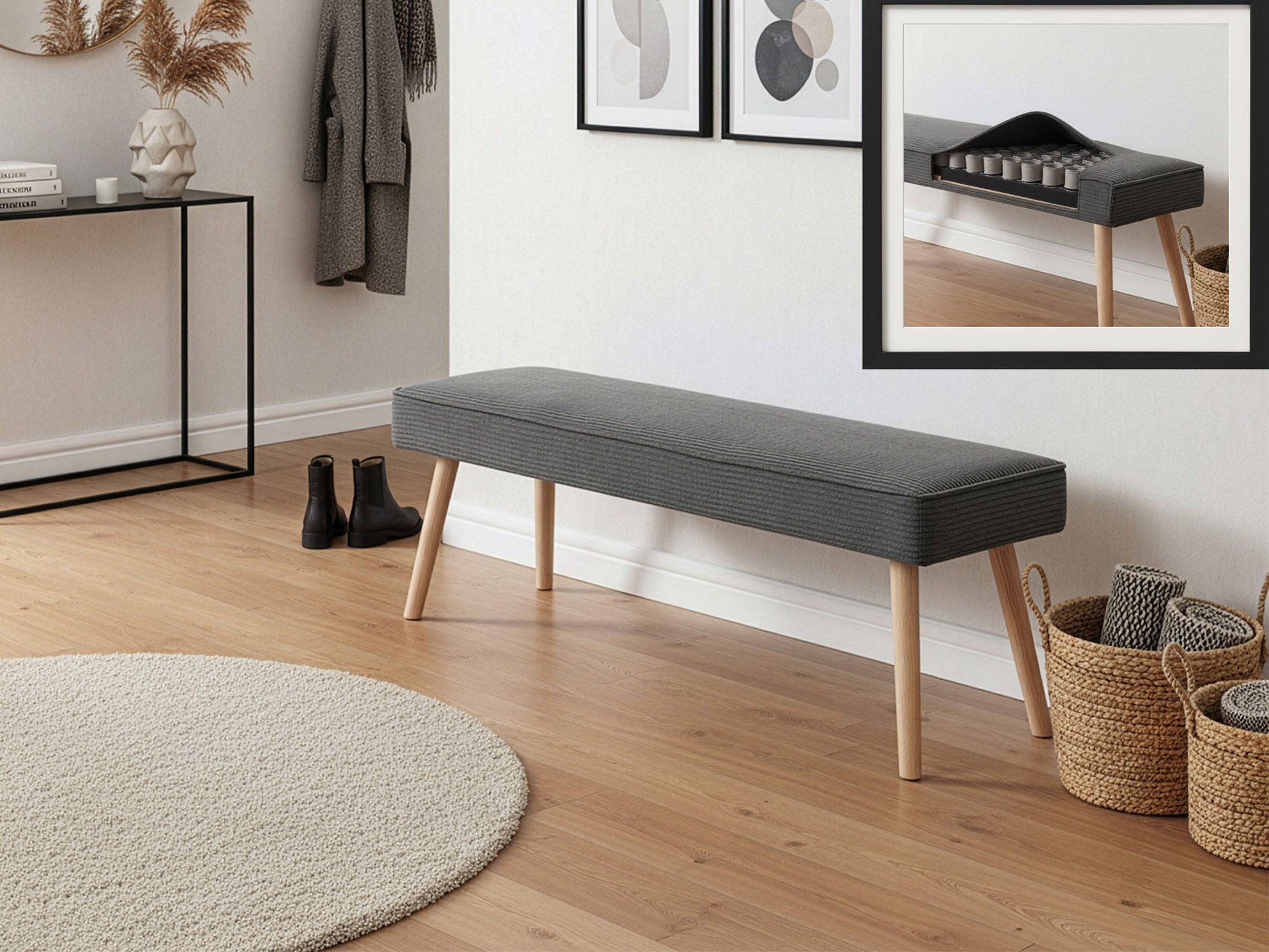 B&D home Essbank PAUL, gepolstert, Federkernbox, mit oder ohne Rückenlehne in 120/140/160cm