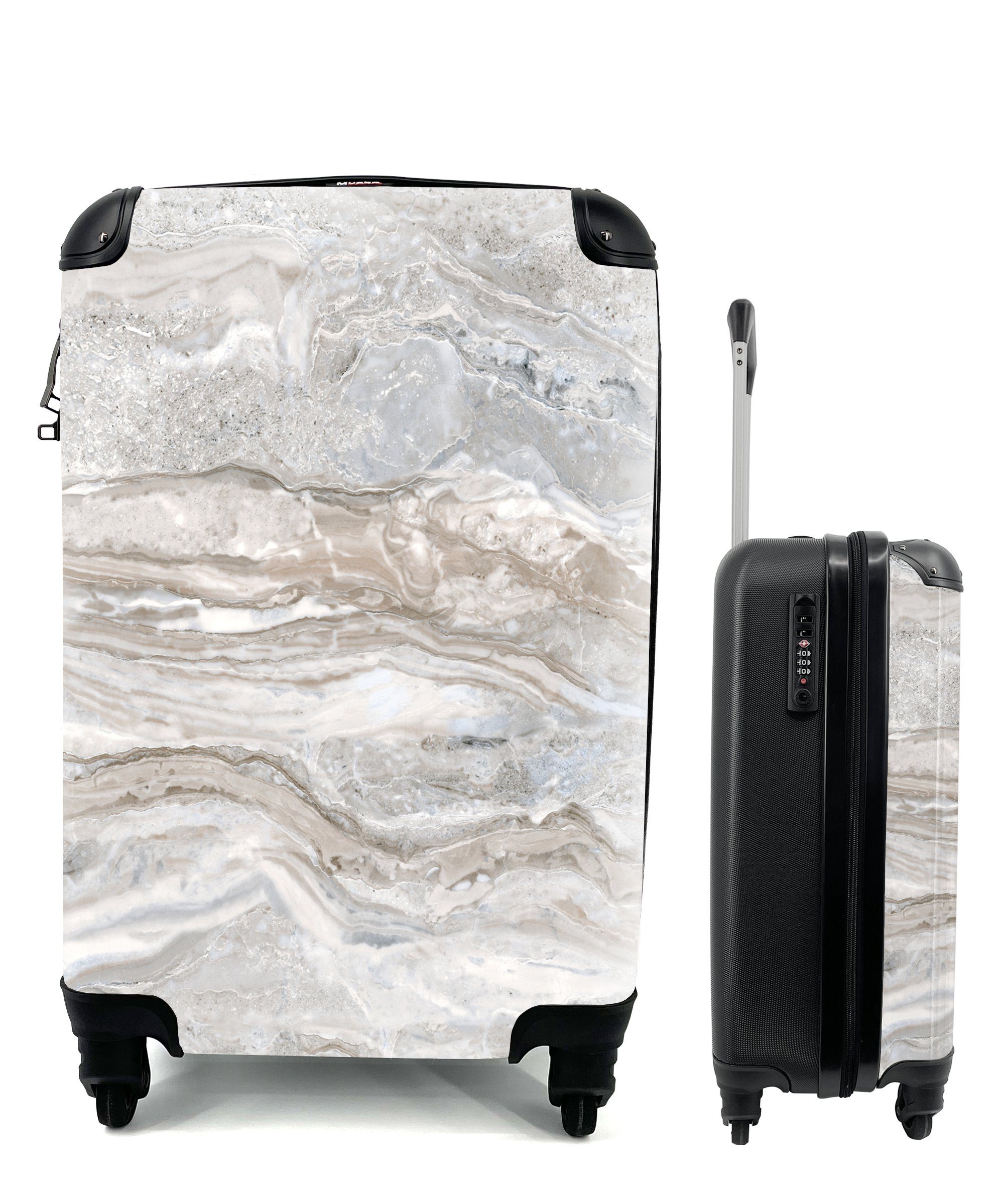 MuchoWow Handgepäckkoffer Marmor - Textur - Grau, 4 Rollen, Reisetasche mit rollen, Handgepäck für Ferien, Trolley, Reisekoffer