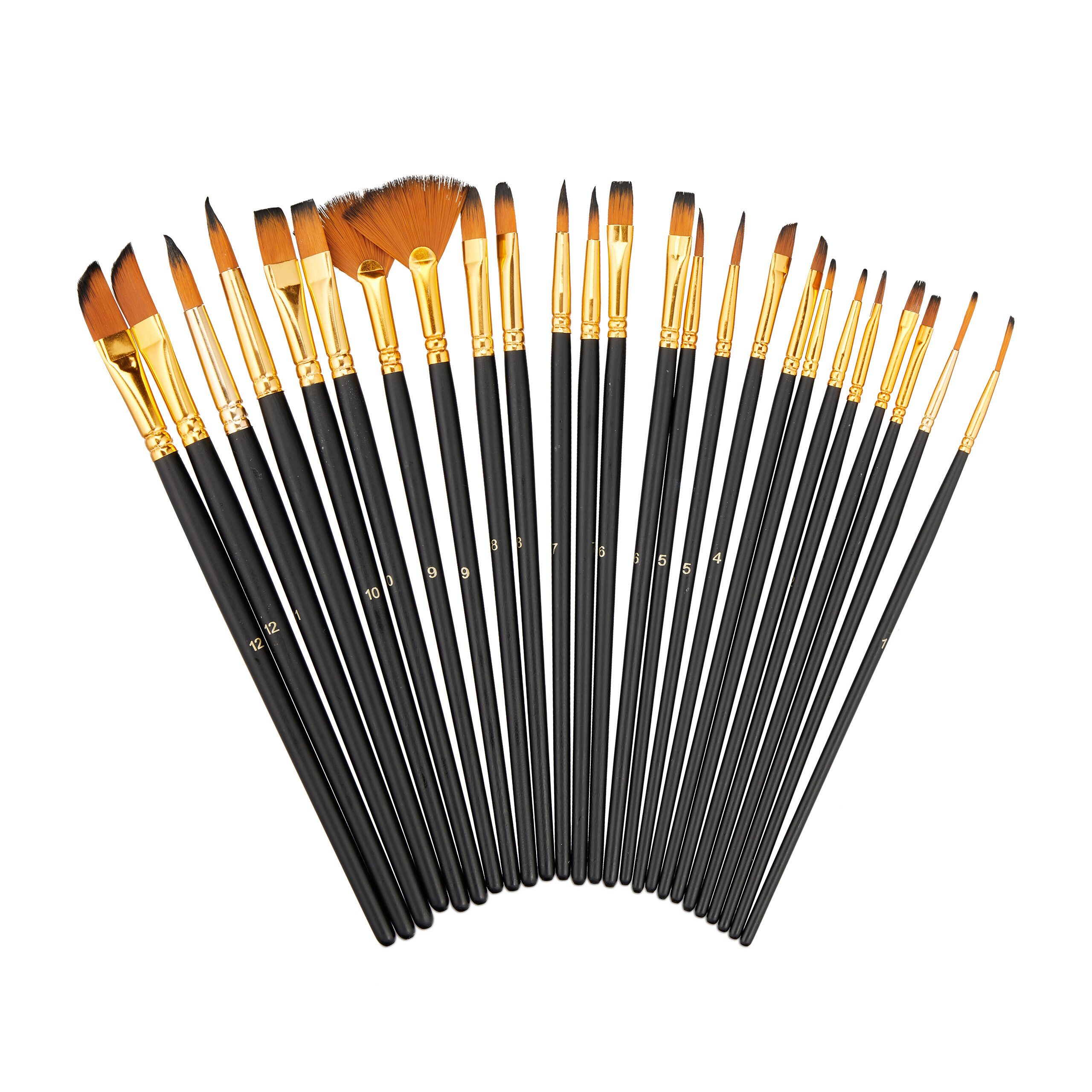 relaxdays Malpinsel 25-teiliges Pinsel Set, (25-teiliges Set, 25 St)