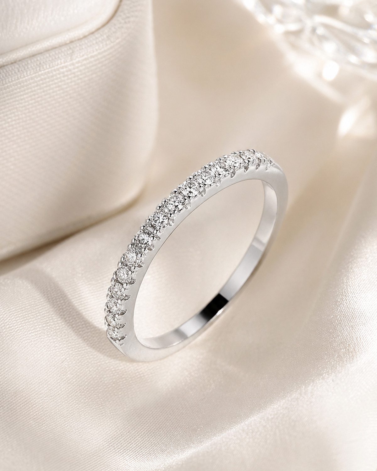 Staufergold Verlobungsring Ring Lichtkranz Pavé-Halbkranz Silber 8