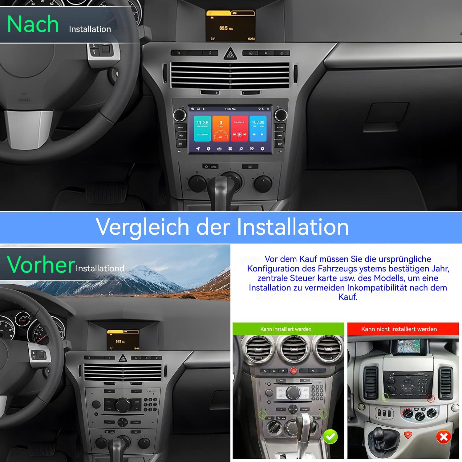 Hikity 7" Android 15 Autoradio Für Opel Astra Antara Vectra Corsa, Carplay Autoradio (FM-TunermitRDS, 32 EQ-Soundmodi WLAN Nachtsicht Rückwärtsfahren)