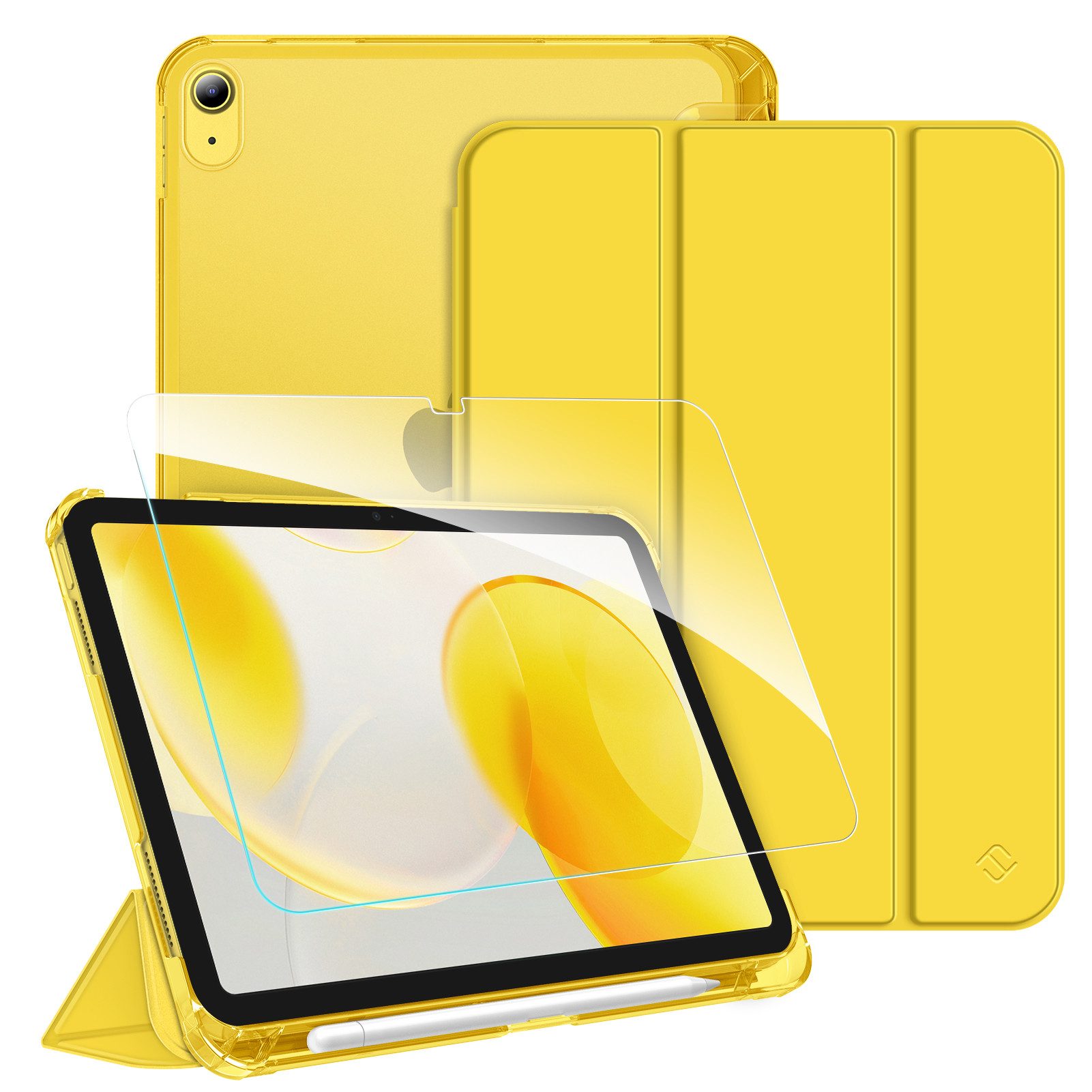 Fintie Tablet-Hülle für iPad 11 Generation 11'' 2025 (A16), iPad 10 Generation 10.9'' 2022, mit Schutzfolie-ultradünne transparente Rückseite Case mit Stifthalter