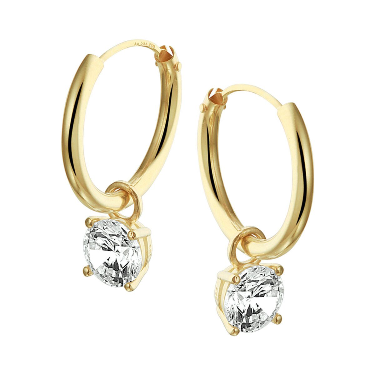 NICEANDnoble Paar Creolen 585er Gelbgold Creolen mit Einhänger Zirkonia günstig online kaufen