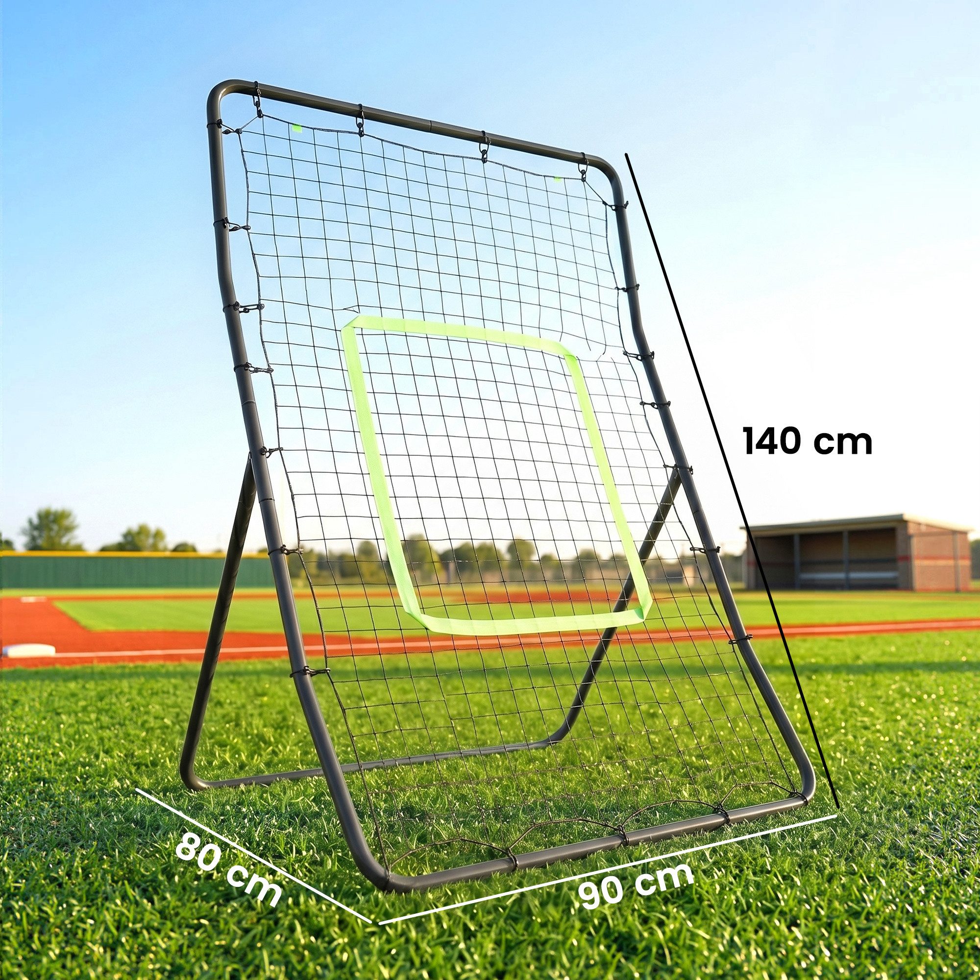 HOMCOM Rebounder Baseball Tragebar Softball mit Ziel Zone, Metall, (Netzrückprallwand, 1-St., Kickback Netz), Schwarz 90 x 80 x 140 cm