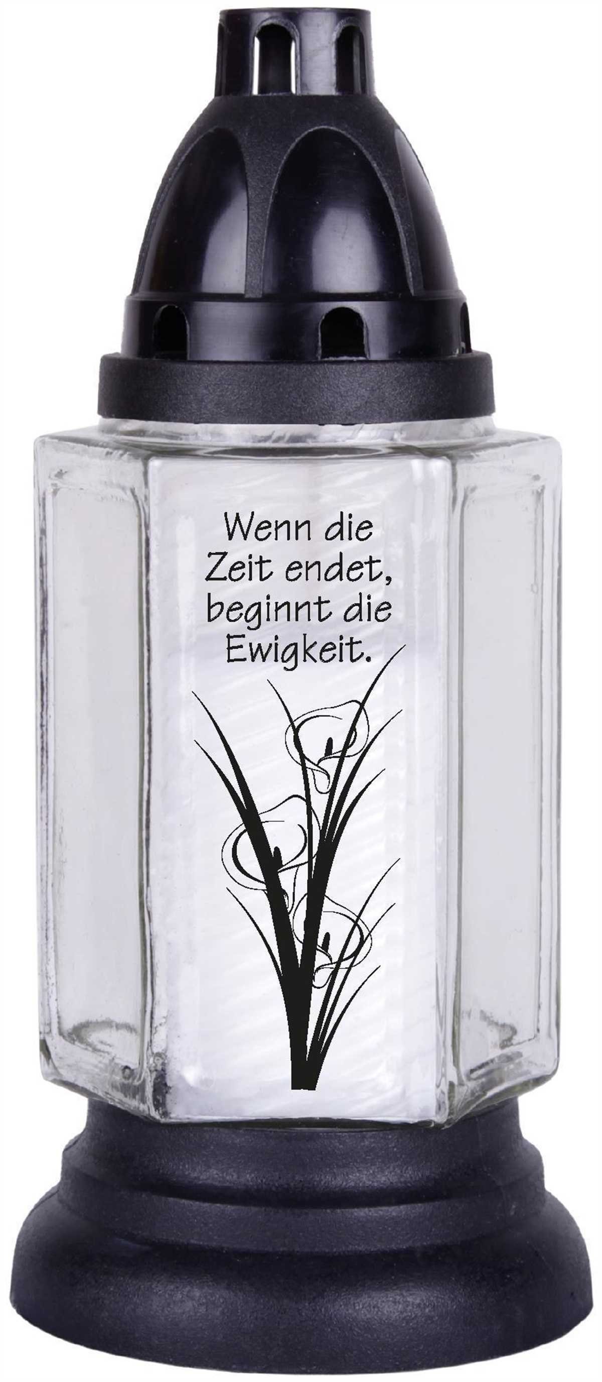 HS Candle Grabkerze (1-tlg), 6eck mit Motiv und Spruch, Grablicht Grabschmuck Grablaterne