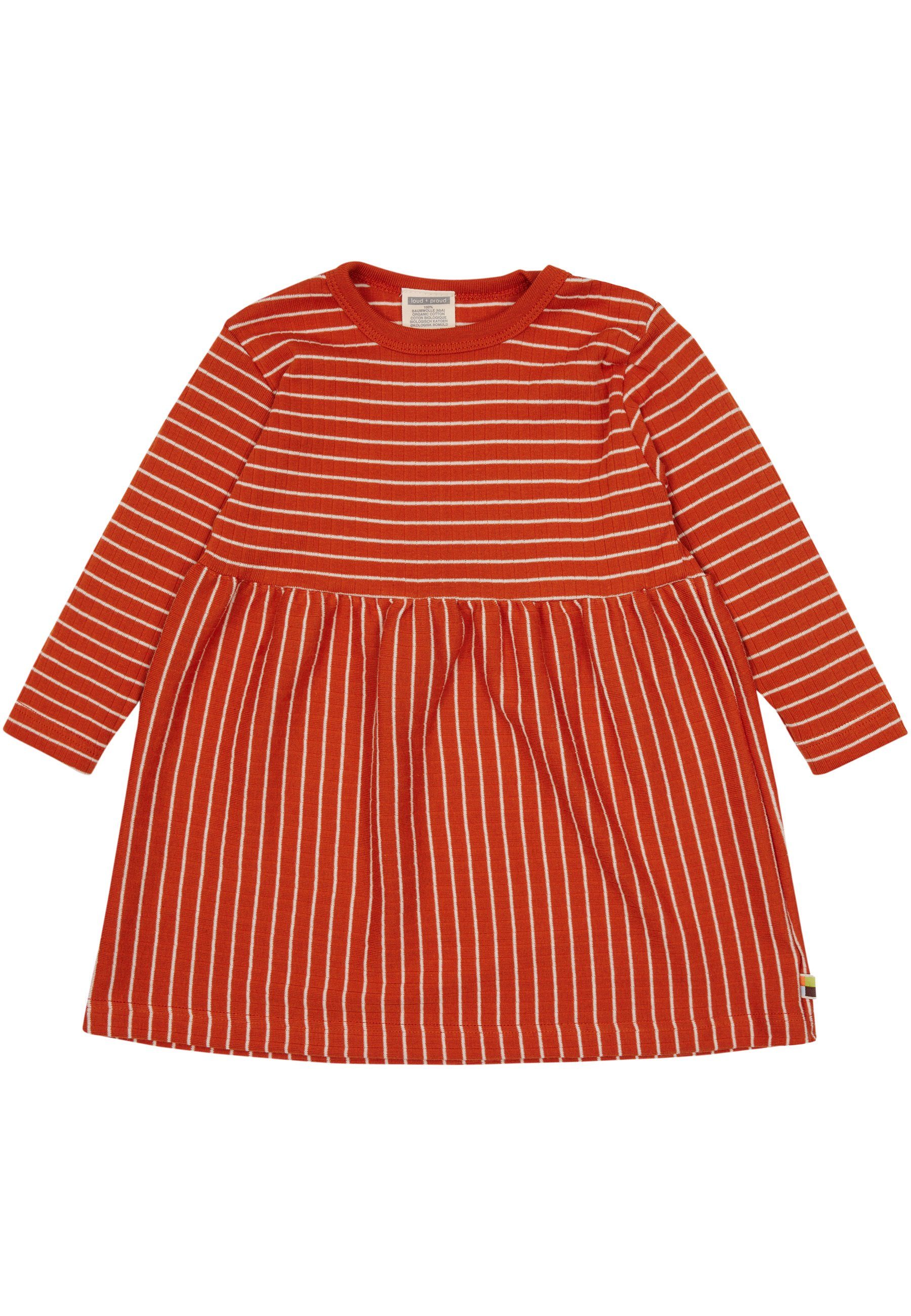 loud + proud A-Linien-Kleid mit Ringel-Look GOTS zertifizierte Bio-Baumwolle rot