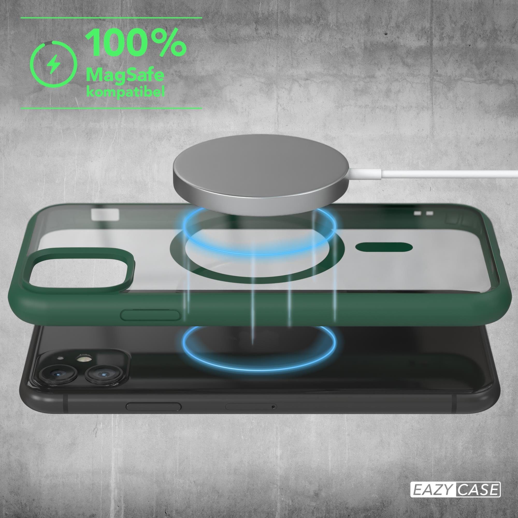 EAZY CASE Handyhülle Transparente Hülle mit MagSafe für iPhone 11 6,1 Zoll, TPU Hülle, flexibel, Clear Case Silikonhülle anti-kratz Backcover Grün