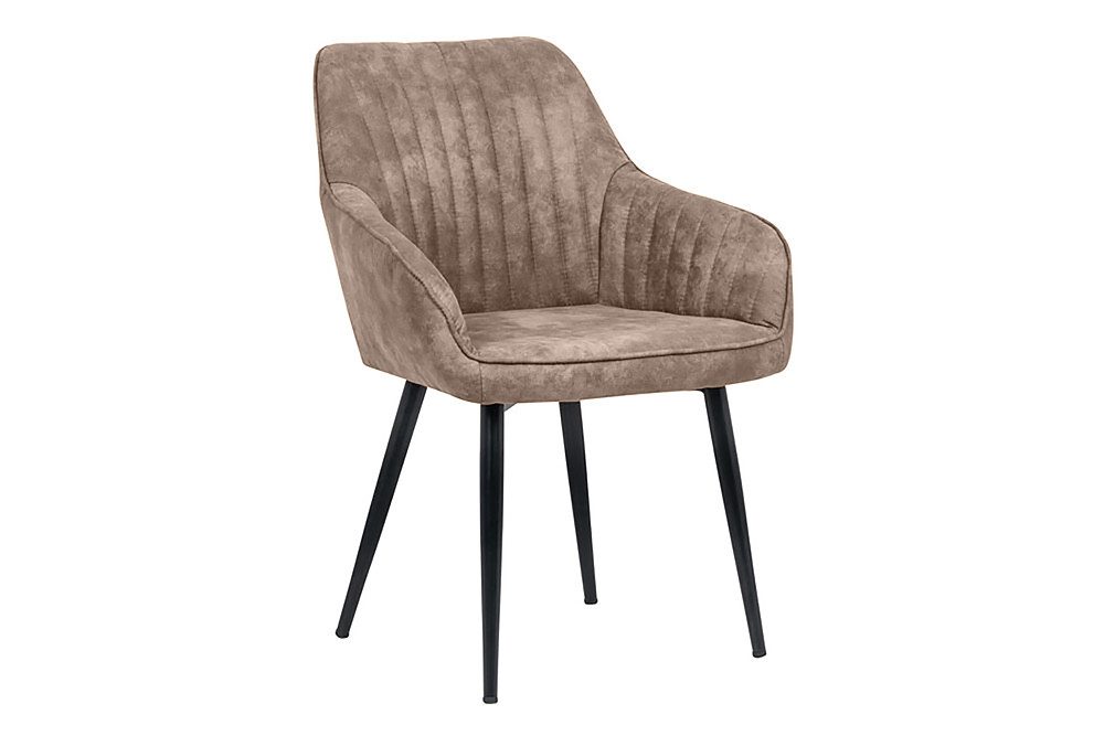 riess-ambiente Polsterstuhl TURIN vintage taupe / schwarz (Einzelartikel, 1 St), Esszimmer · Microfaser · Metall · mit Armlehne · Retro Design