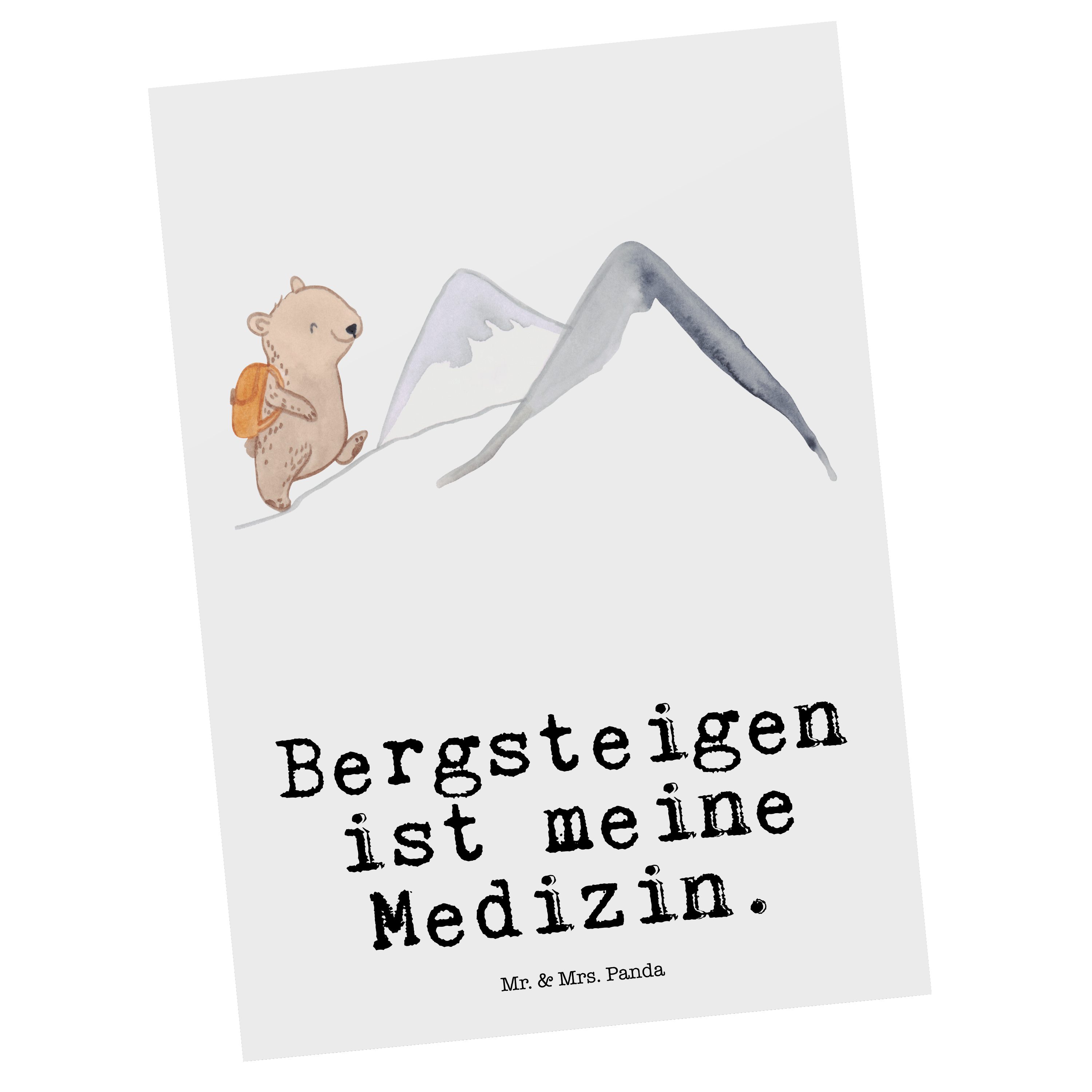 - & Bergsteigen Mrs. Panda Postkarte Weiß Alpinismus, - Medizin Geschenk, Trek Bär Mr. Sportart,