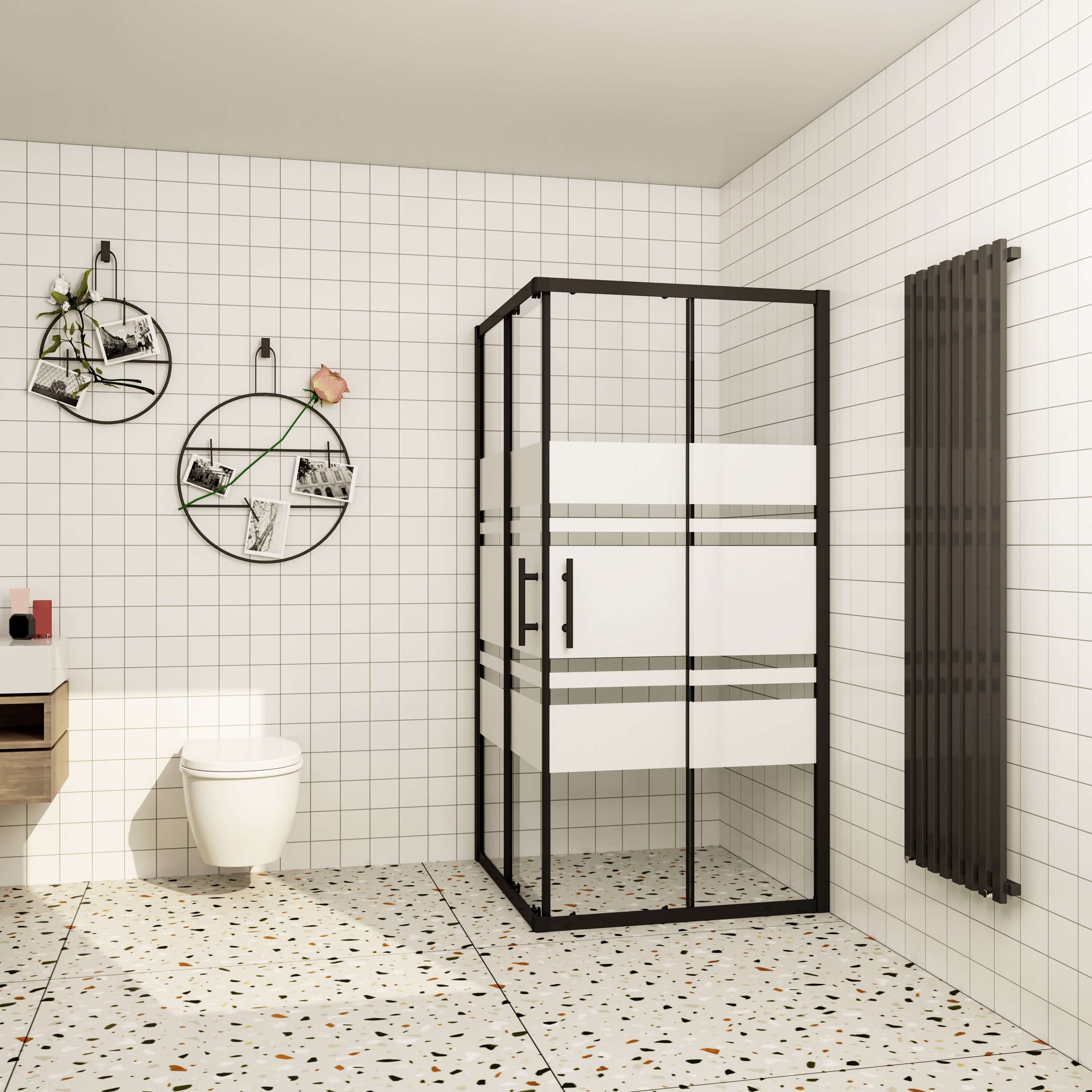 AICA Eckdusche 6mm 185cm Eckdusche 80x80/90x90cm Duschtür Duschkabine, Sicherheitsglas, ohne Duschtasse