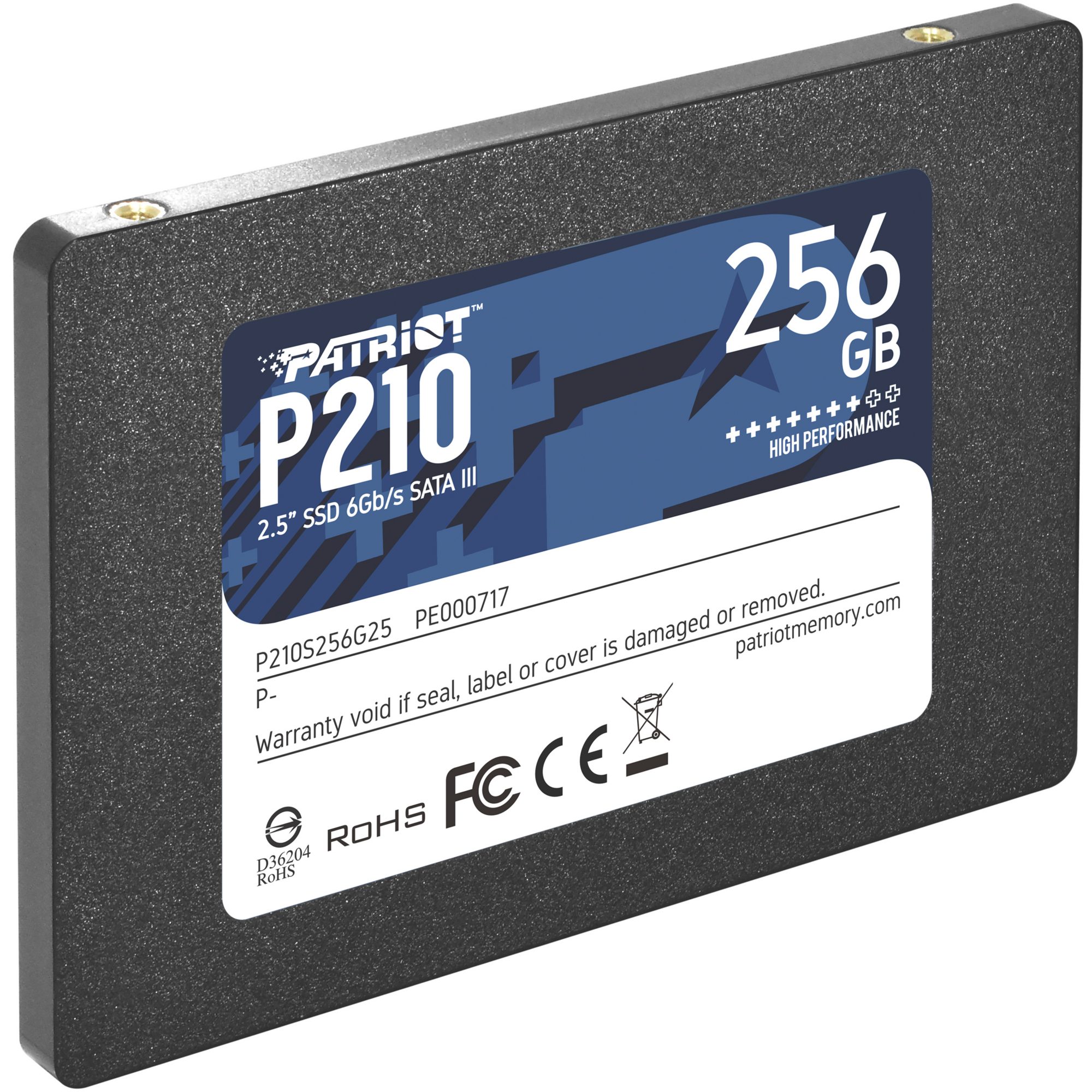 Patriot Patriot P210 256 GB, SSD, (SATA 6 Gb/s, 2,5) interne SSD (256 GB) 500 MB/S Lesegeschwindigkeit, 400 MB/S Schreibgeschwindigkeit, SATA 6 Gb/s, 2,5"