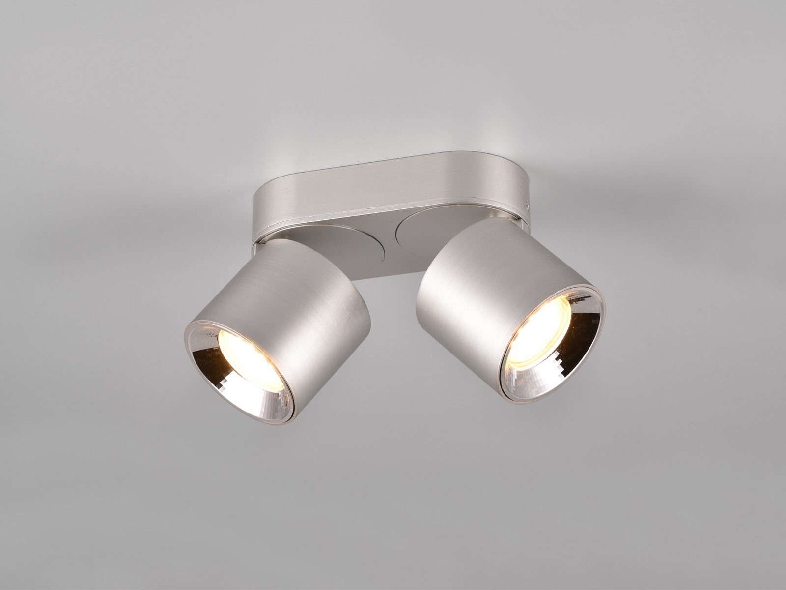 TRIO Leuchten LED Deckenstrahler, Dimmfunktion, LED wechselbar, Warmweiß, Wandstrahler innen, dimmbar über Schalter, Aufbauspots Silber, 18cm