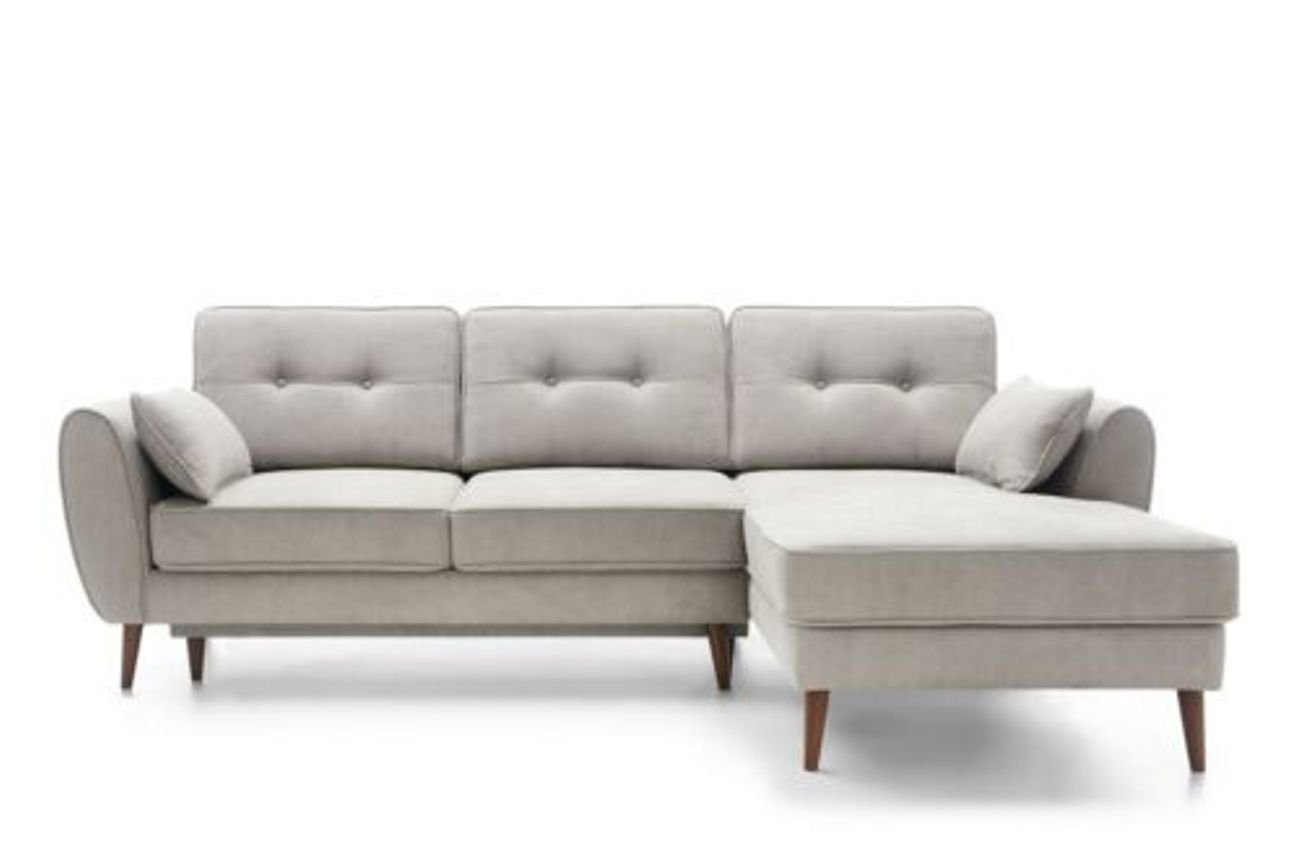 JVmoebel Ecksofa, Sofas Design Möbel Ecksofa Funktionen L-Form Bett Textil Weiß