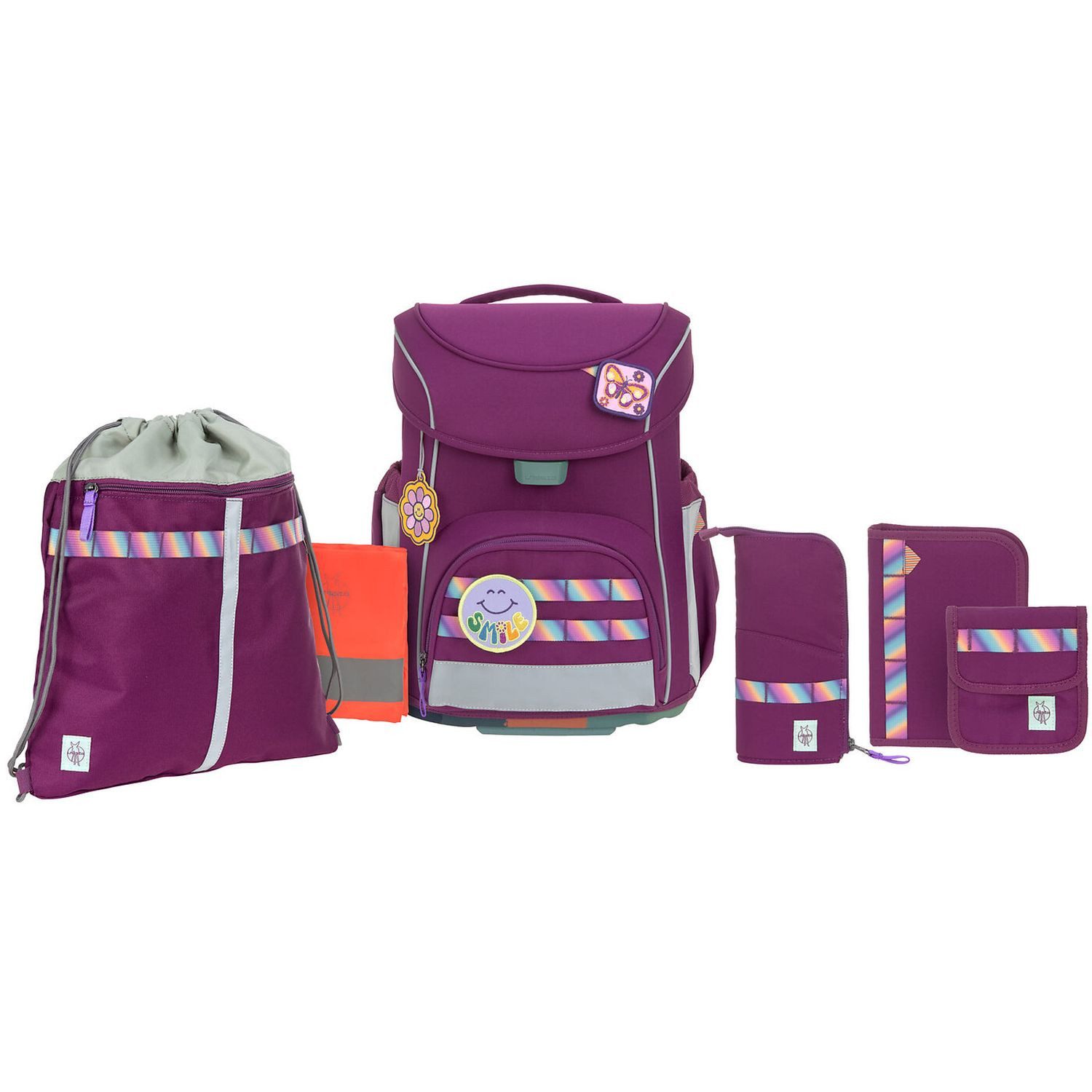LÄSSIG Schulranzen Lässig Ranzenset 7-tlg. Slim Unique lilac