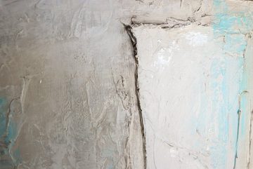 YS-Art Gemälde Stabilität, Abstraktes Leinwand Bild Handgemalt Weiß Gold mit Rahmen