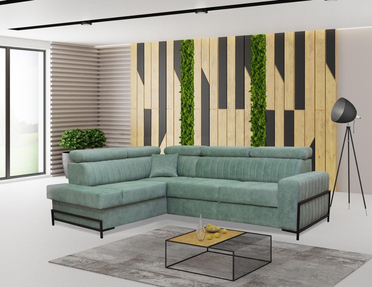 JVmoebel Ecksofa, Wohnzimmer L-Form Luxus Sofa Design Modern Couch Ecke Textil Stoff