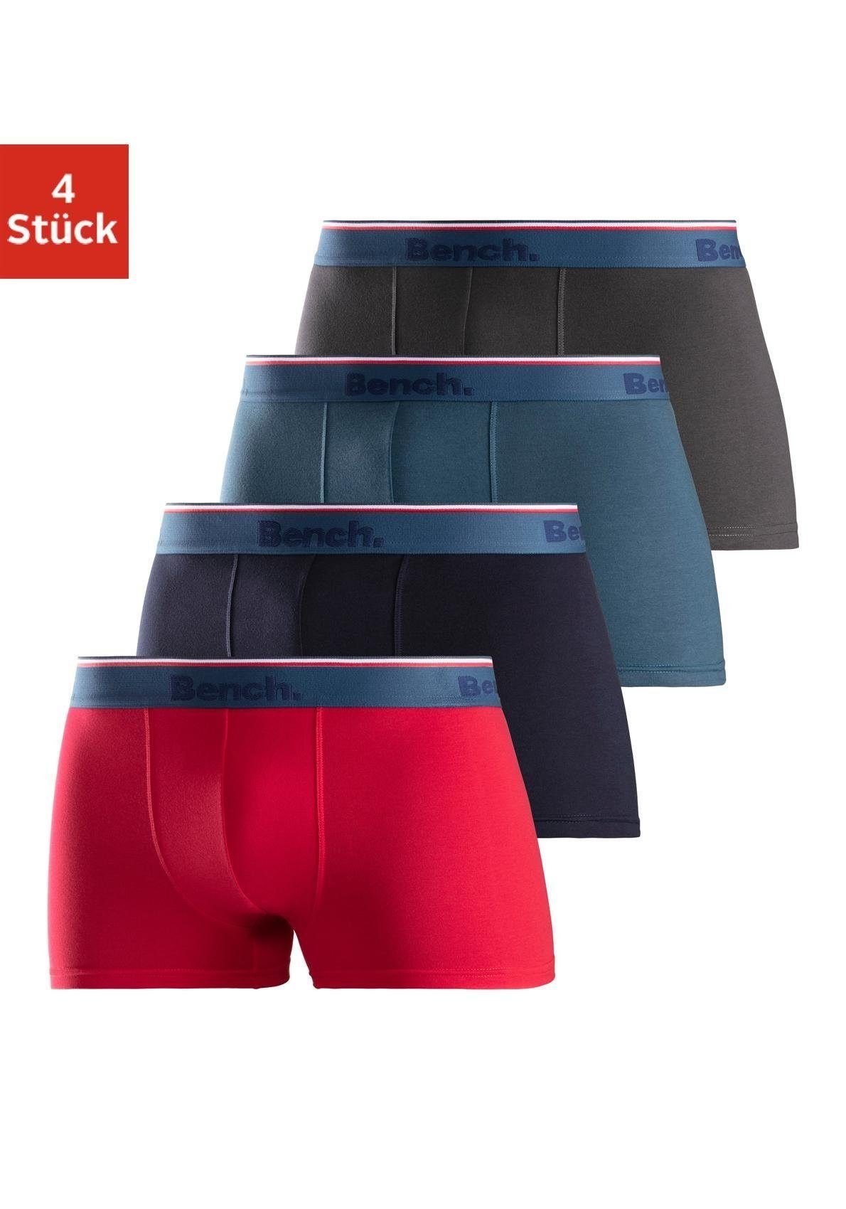 Streifen mit im Boxer schwarz schmalen blau, 4-St) (Packung, rot, Bench. anthrazit, Webbund