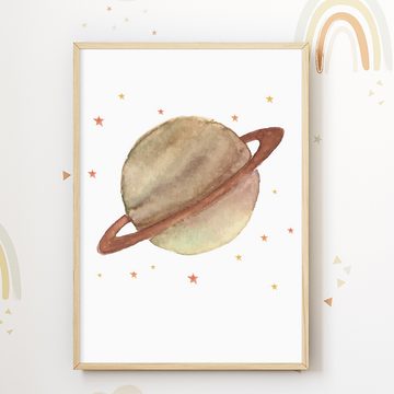 Tigerlino Poster Pastell Weltraum Stern Mond Regenbogen Rakete Bilder 6er Set