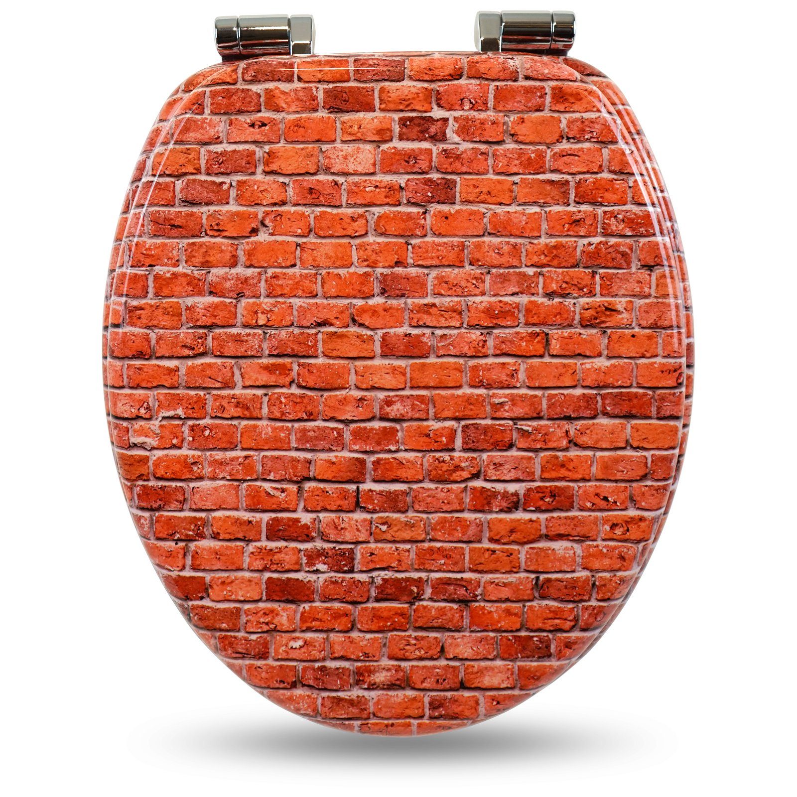 Sanfino WC-Sitz "Bricks“ Premium Toilettendeckel mit Absenkautomatik aus Holz, bunter WC Sitz mit Motiv, hoher Sitzkomfort, einfache Montage