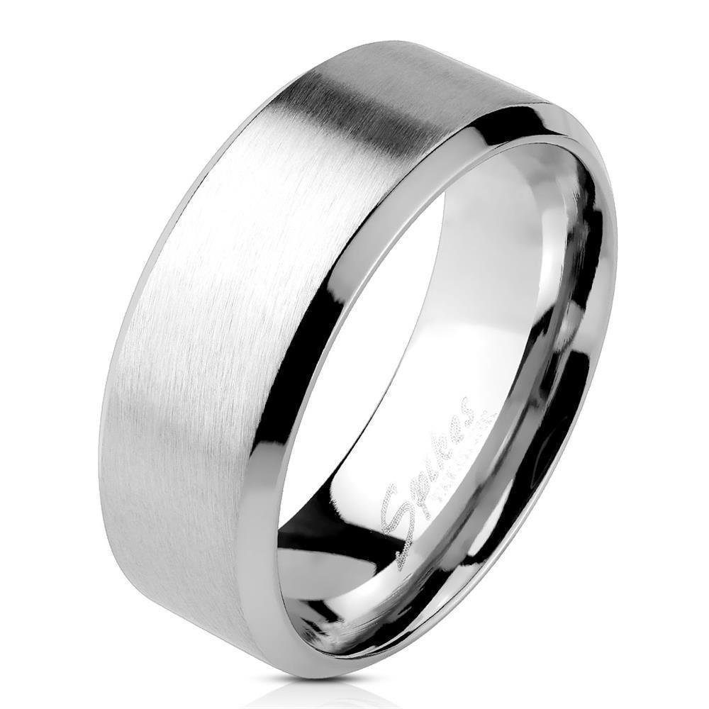 BUNGSA Fingerring 49 (15.6) Edelstahl Ring schrägem Rand silber gebürstet (Ring, 1-tlg), Damen Herren