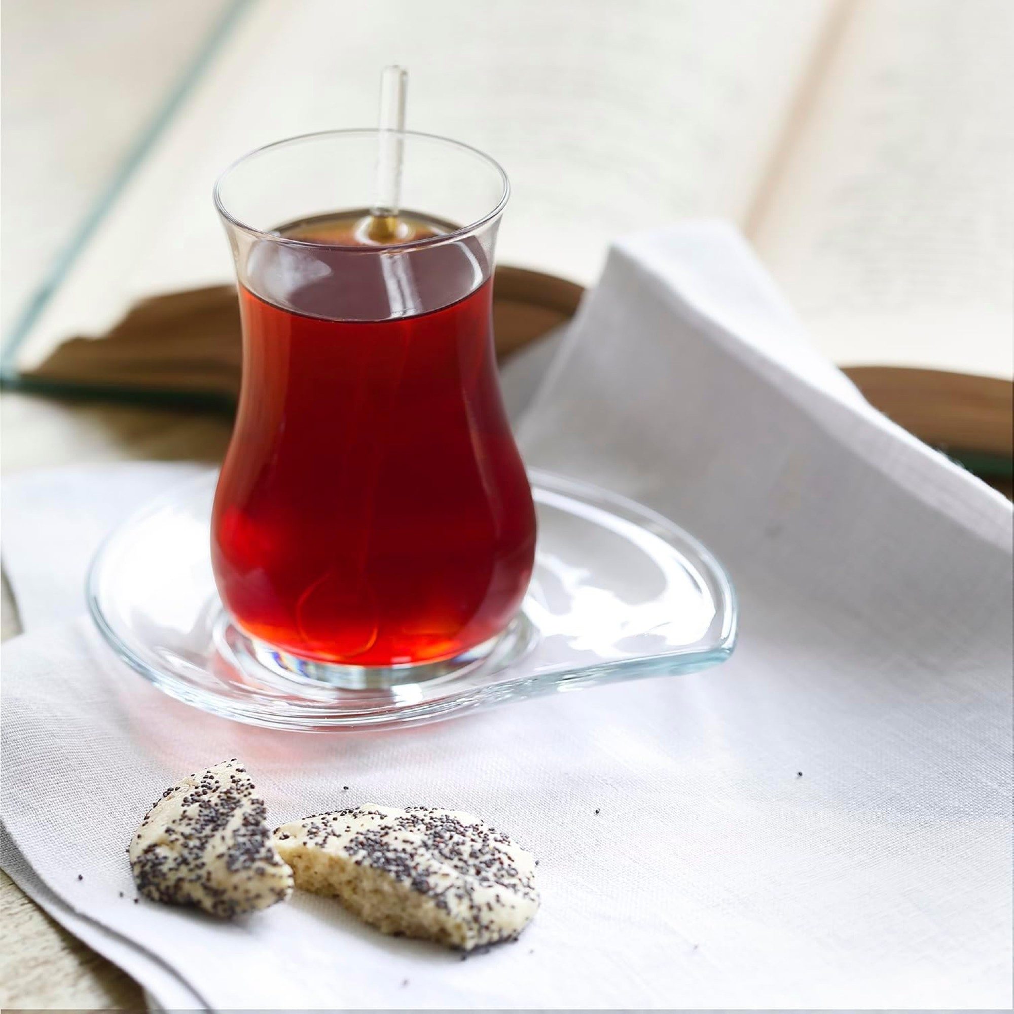 LAV Teeglas Eva 12-teiliges-Set mit Untertellern - 170 ml aus Borosilikatglas, 12-tlg., Glas, 12-teilig, 170 ml