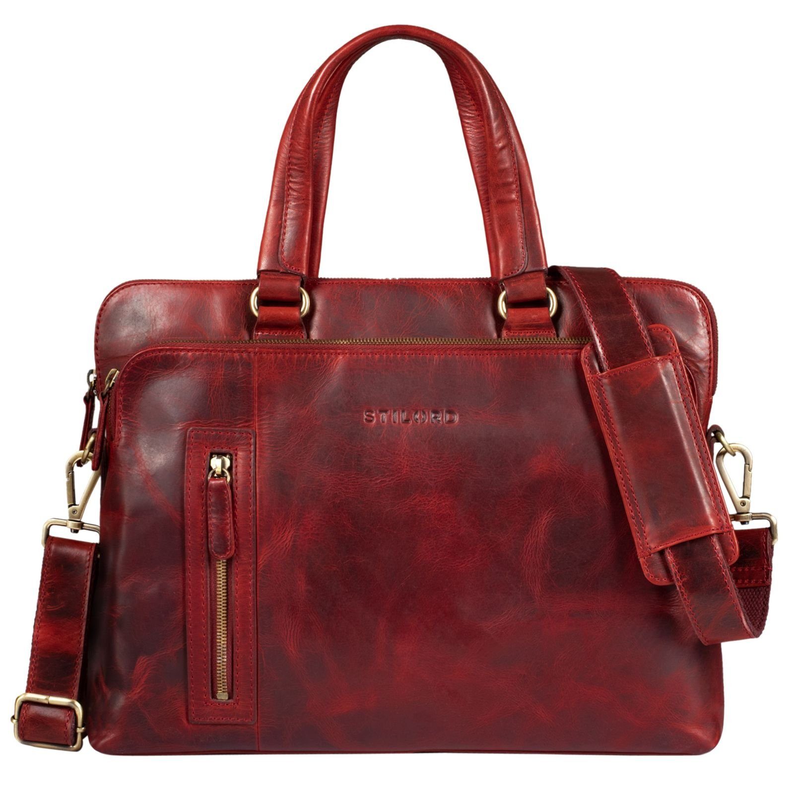 STILORD Handtasche "Lory" Aktentasche Damen Leder kara - rot | Handtaschen