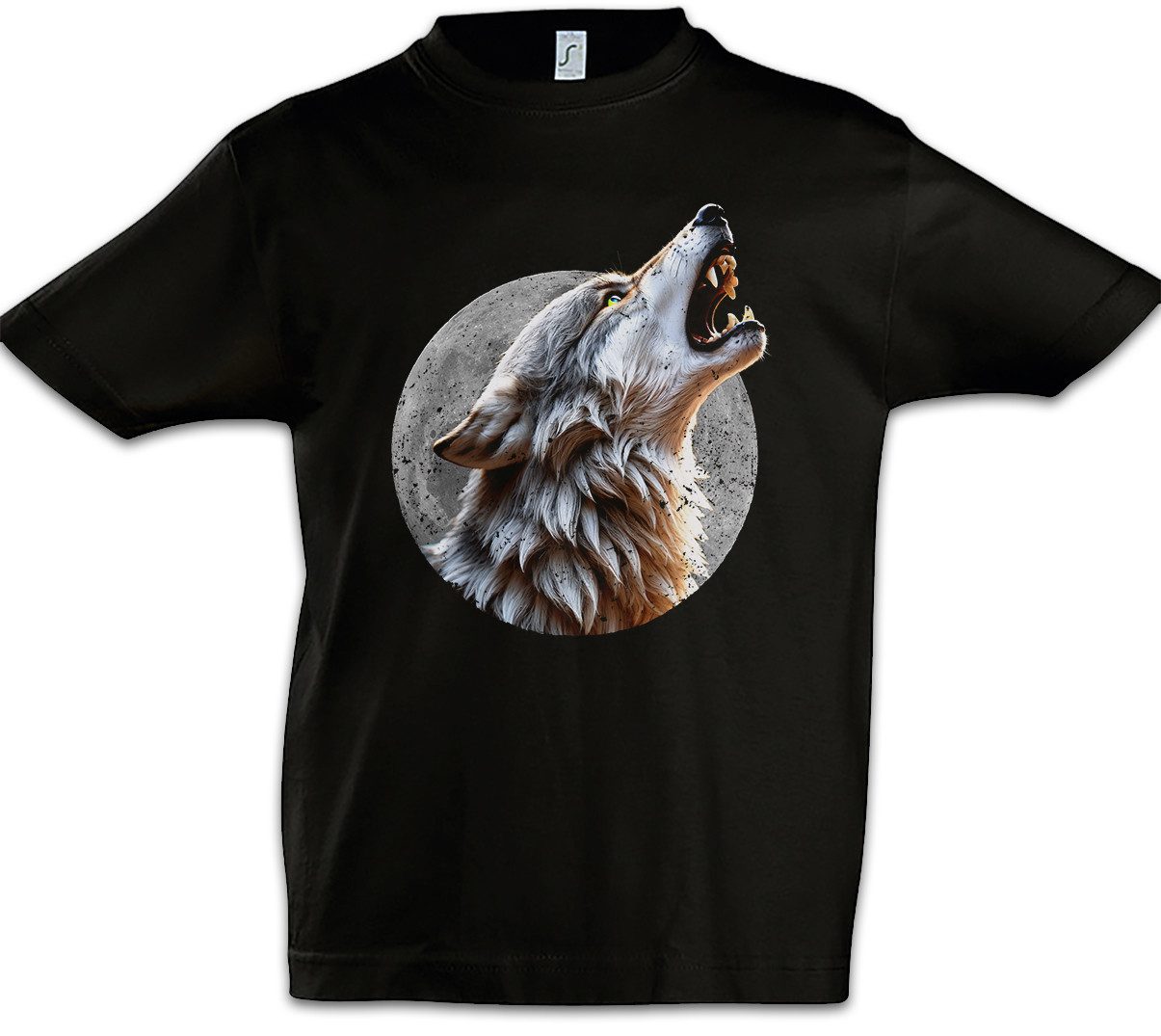 Print-Shirt Wolf Full Moon Kinder T-Shirt Mond Wölfe Werwolf Wolves Werewolf
