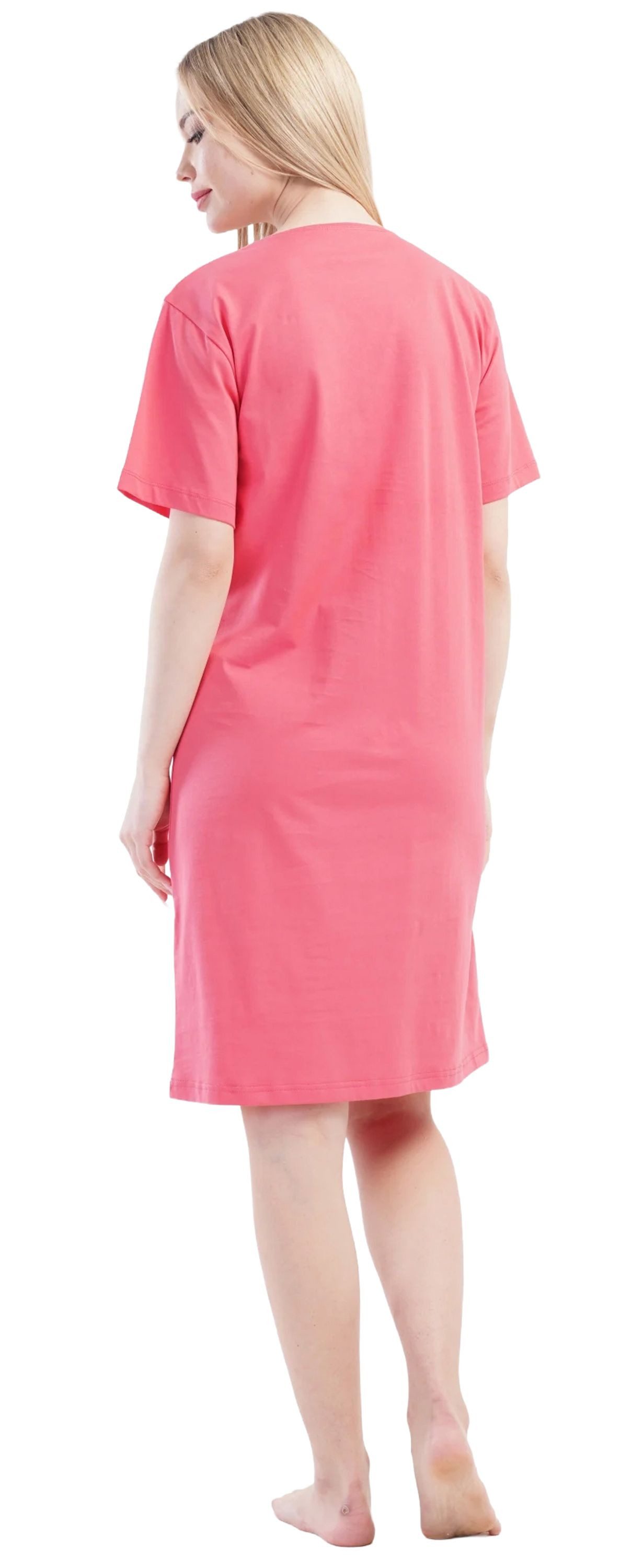 Vienetta Nachthemd Joyful Journey (Set, 1-tlg., 1-teilig) Damen Sleepshirt ca.95cm lang Stillfunktion Knöpfe Baumwolle