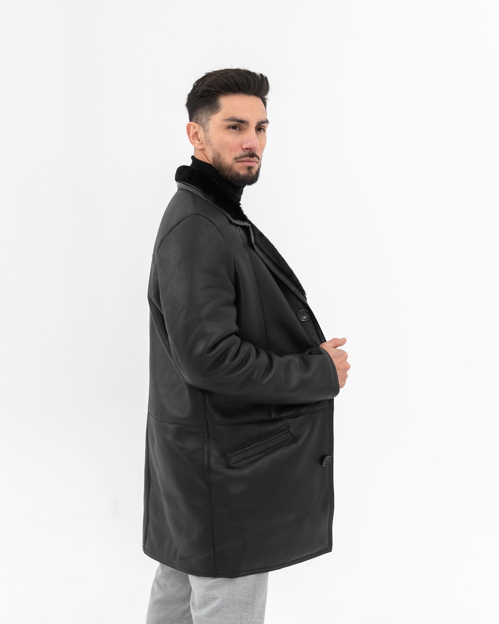 Hollert Wintermantel Lammfellmantel Antonio Schwarz günstig online kaufen