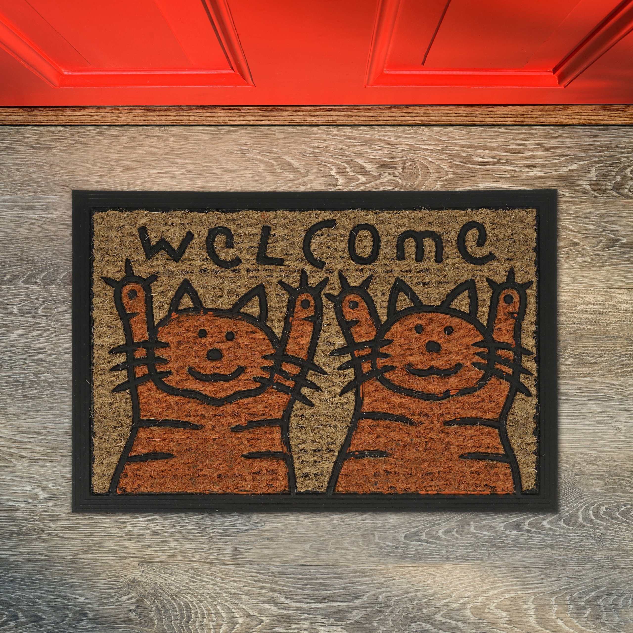 relaxdays Fußmatte Kokos Katze, Höhe: 5 mm günstig online kaufen