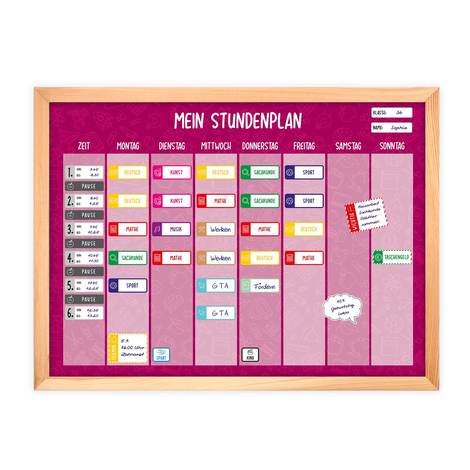 nikima Schreibtischkalender magnetischer Stundenplan beere mit 90 Magneten