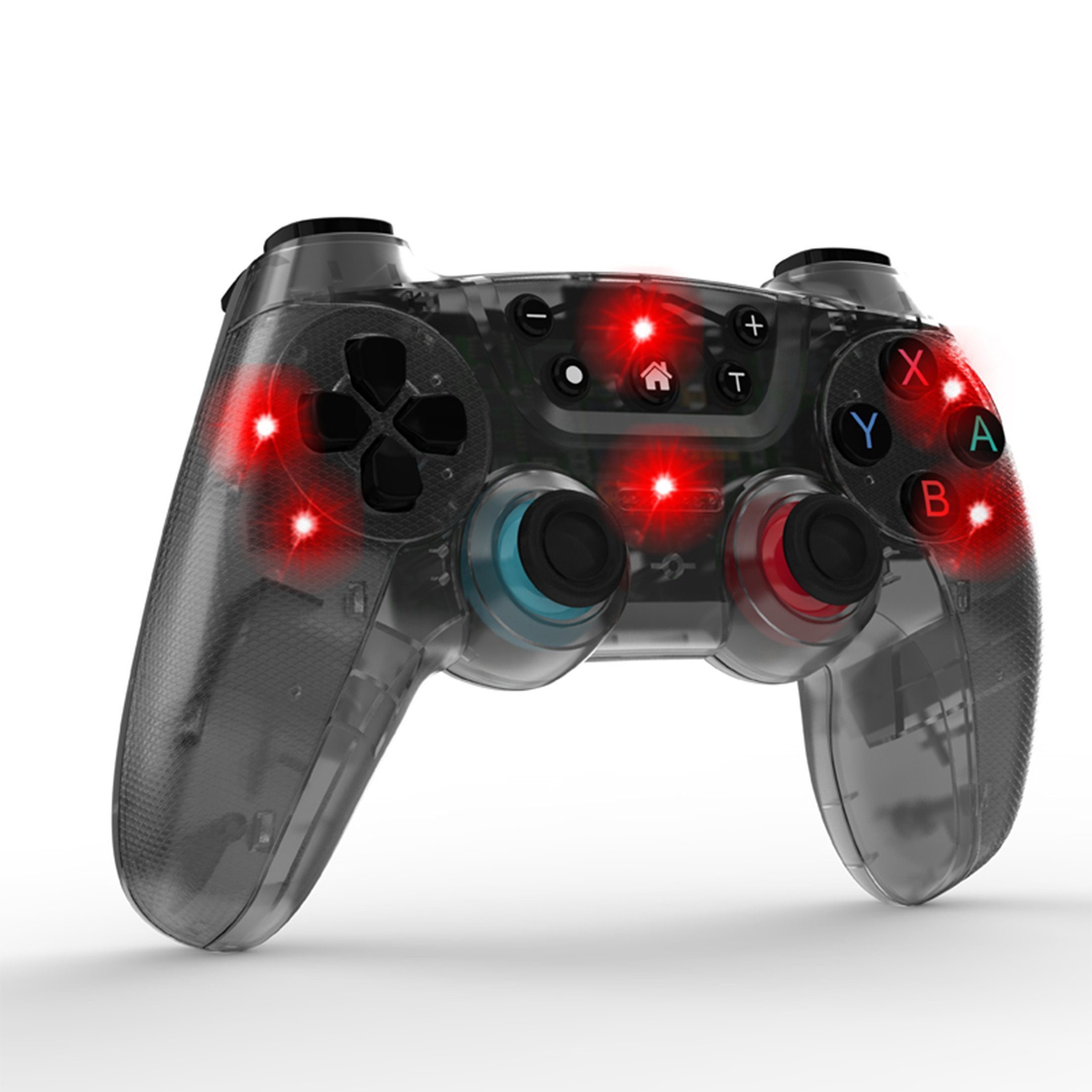 KINSI Wireless Gamepad für Switch - Bluetooth Controller mit 7-Farben LED Gaming-Controller (Vibrationsfeedback & 10m Reichweite)