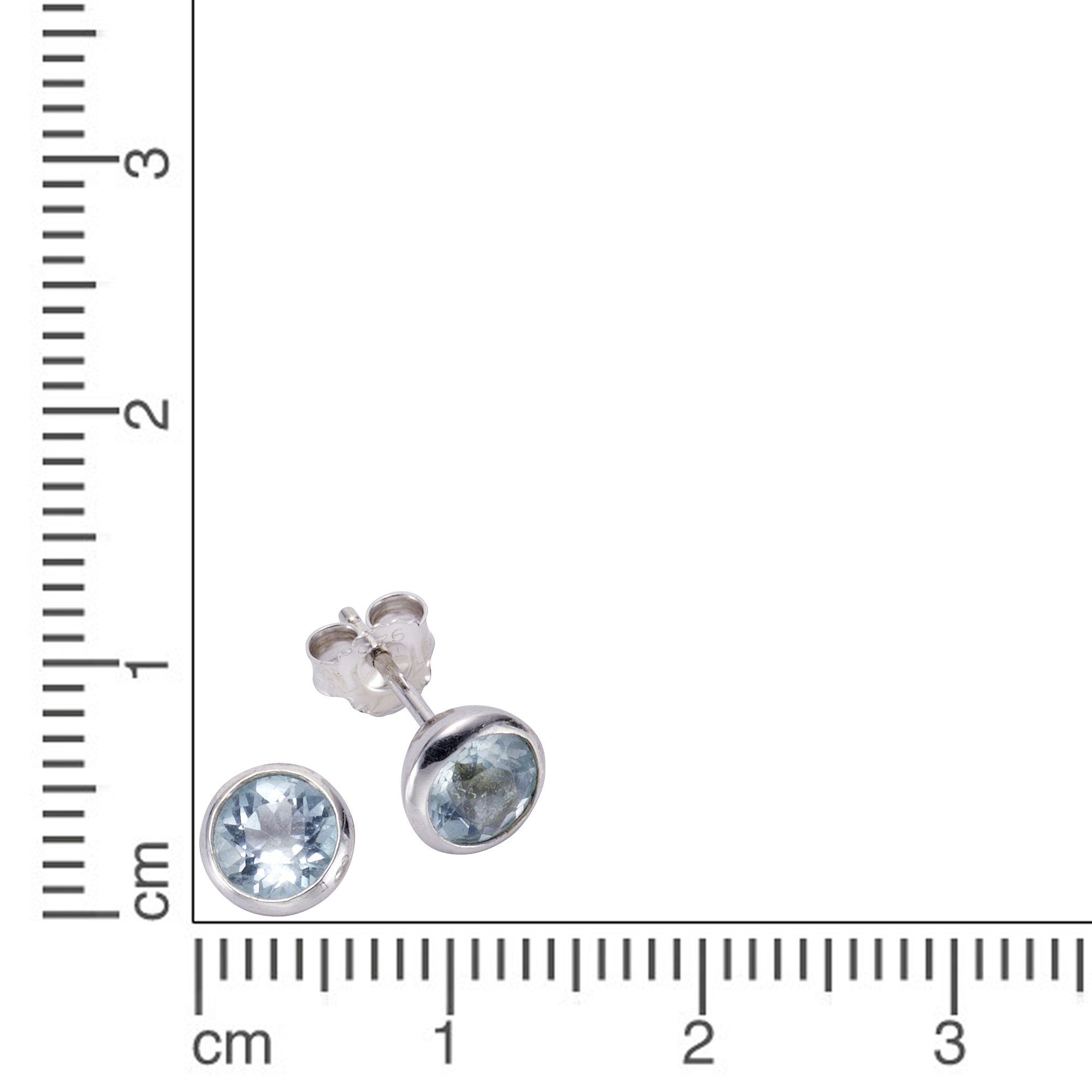Zeeme Paar Ohrstecker Silber 925 rhodiniert mit 2x Blautopas (beh) 7,5mm – Bild 2 von 4