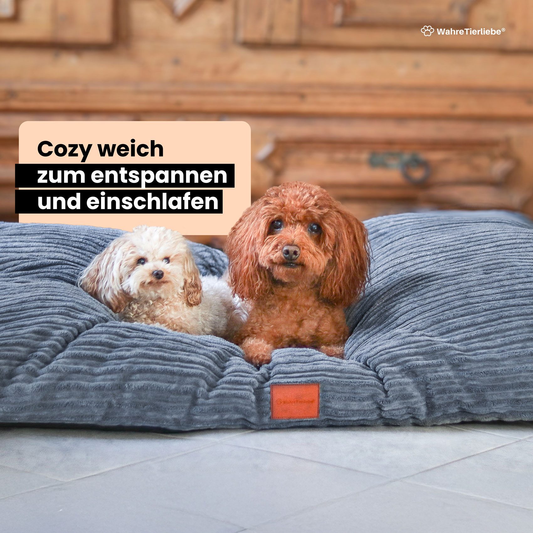 Wahre Tierliebe Tierbett Cozy, kuschliges Hundebett, orthopädisch, waschbar, pflegeleicht, verschiedene Größen & Farben, extra weiches Material, wasserabweisend – Bild 3 von 5