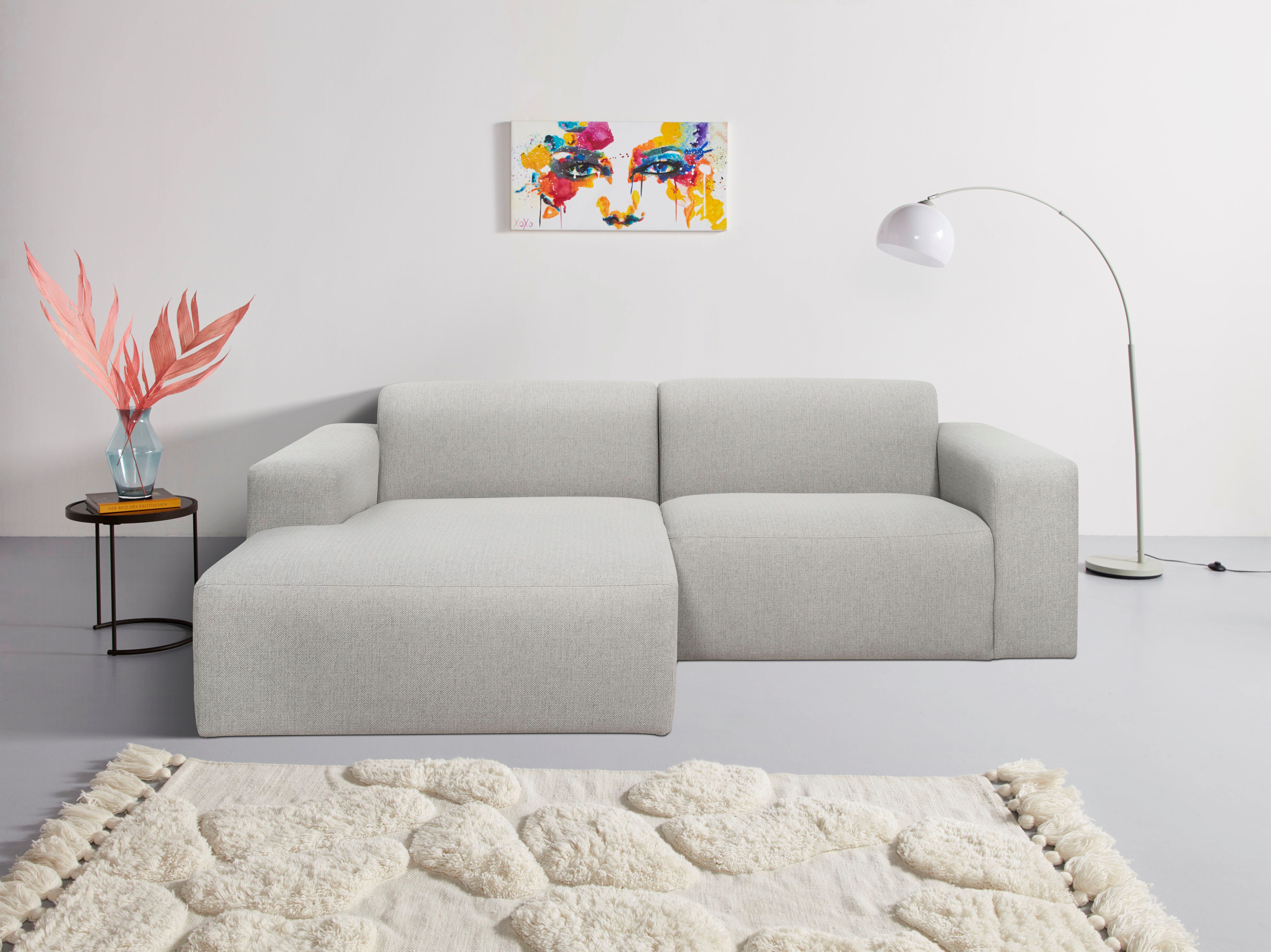 INOSIGN Ecksofa Koa,228cm, L-Form, Modulsofa, Webstoff, Cord, Designsofa, weicher Lounge-Sitzkomfort, Welleunterfederung, bodentief