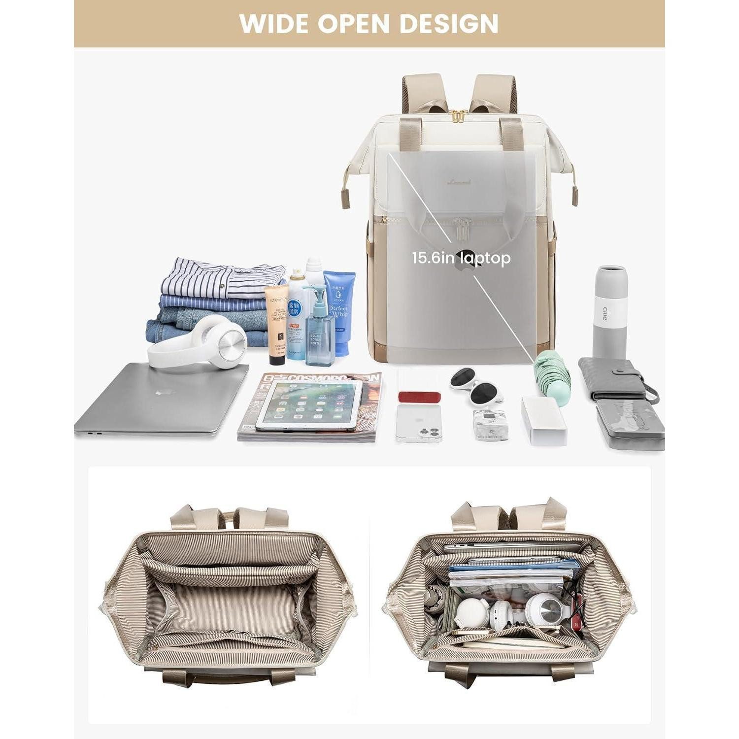 LuxusKollektion Laptoprucksack Rucksack Damen Laptop Schulrucksack Wasserdicht 15,6 Zoll