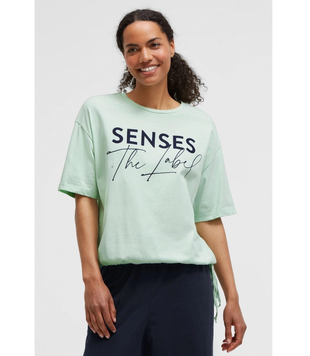 SENSES.THE LABEL T-Shirt TOM:BE mit Tunnelzugsaum pastel lime