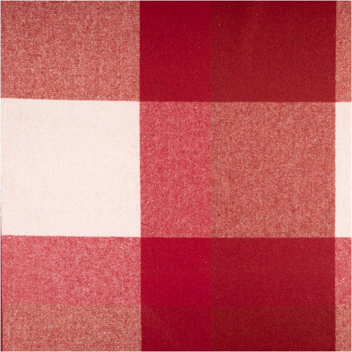 SCHÖNER LEBEN. Stoff Gardinestoff Meterware Wolloptik Landhauskaro weiß rot 140cm, doubleface,pflegeleicht